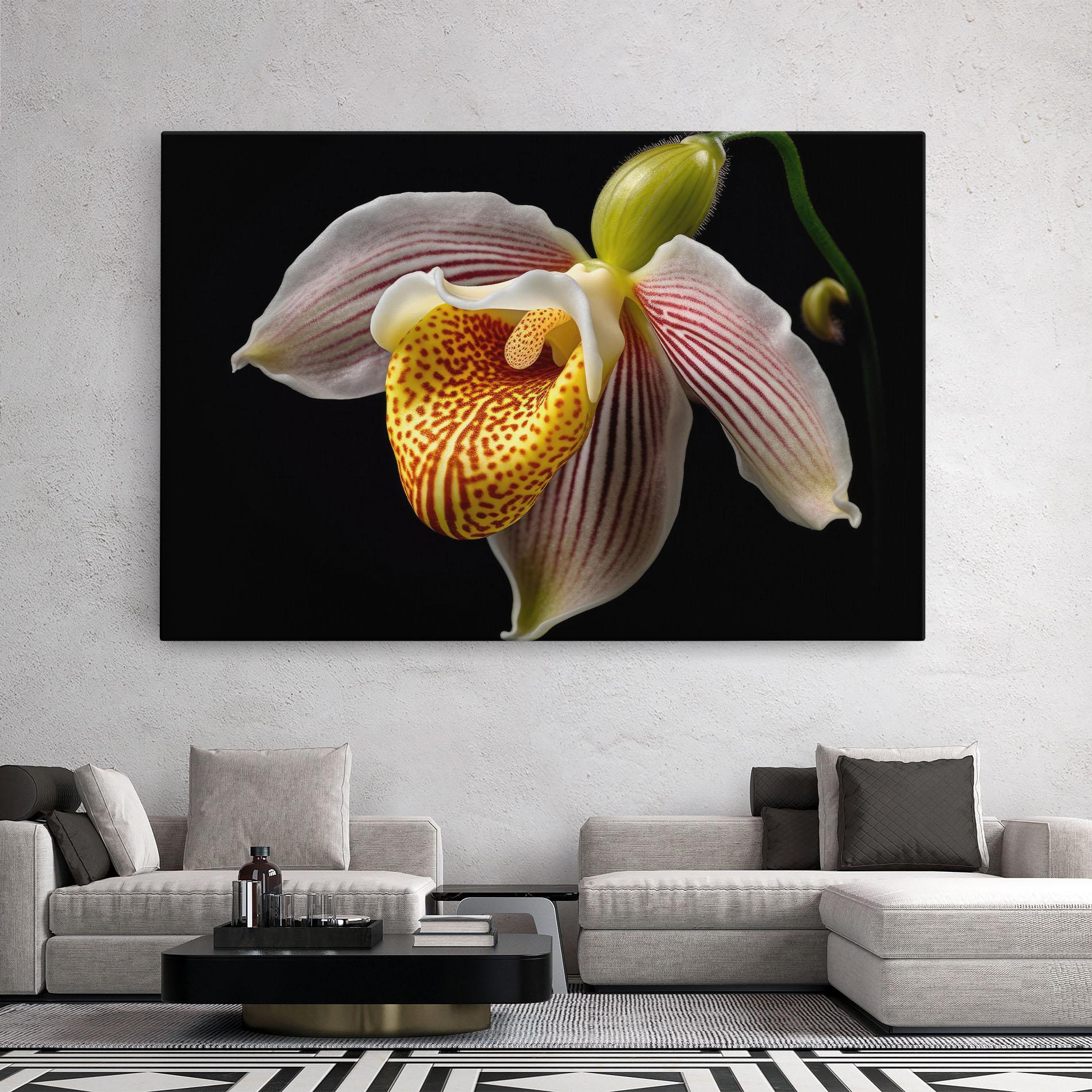 Leinwandbild Orchid On Black mockup 2