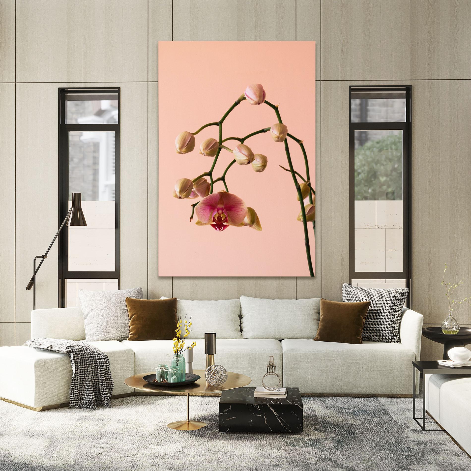 Leinwandbild Orchids On Pink mockup 2