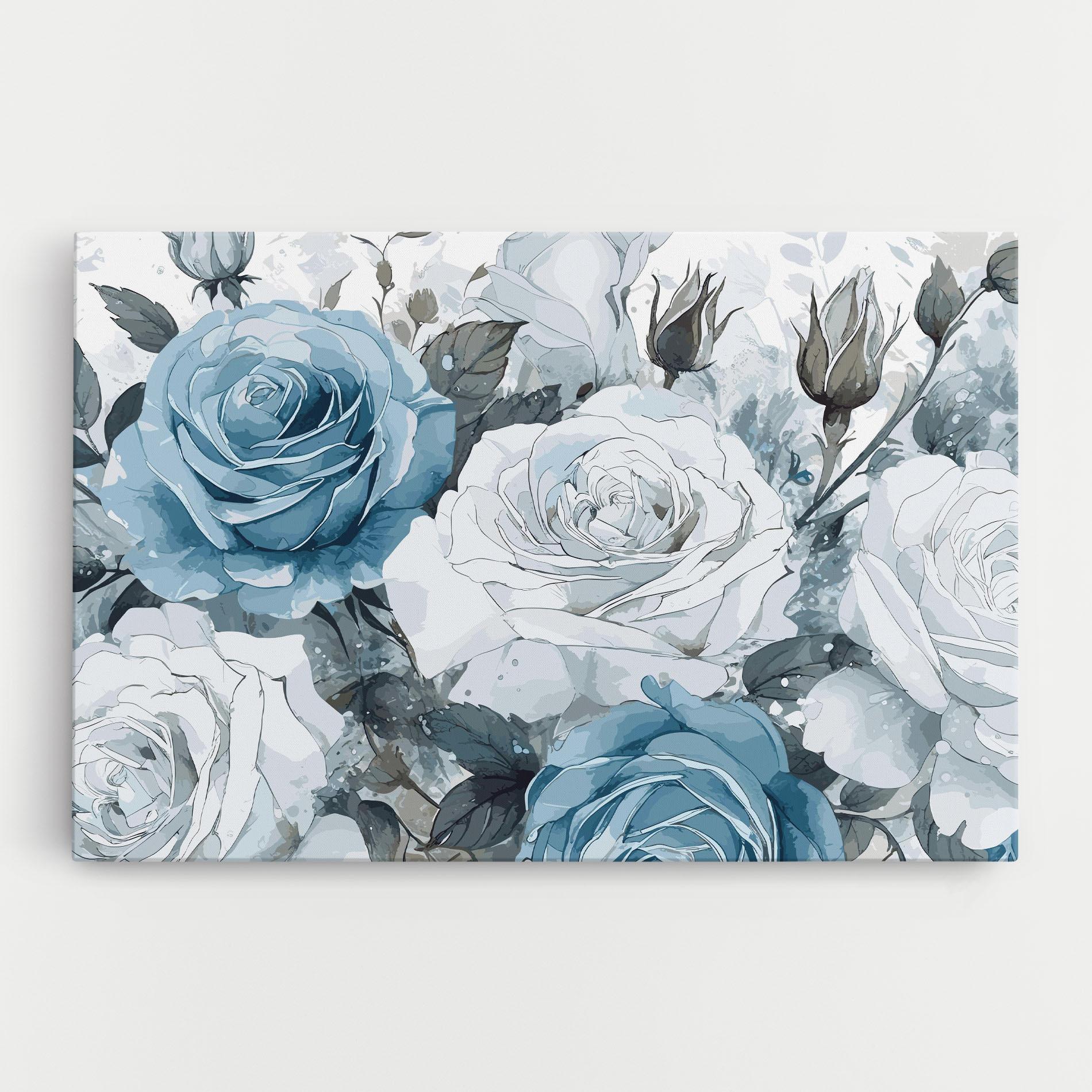 Leinwandbild Blue White Rose mockup 0
