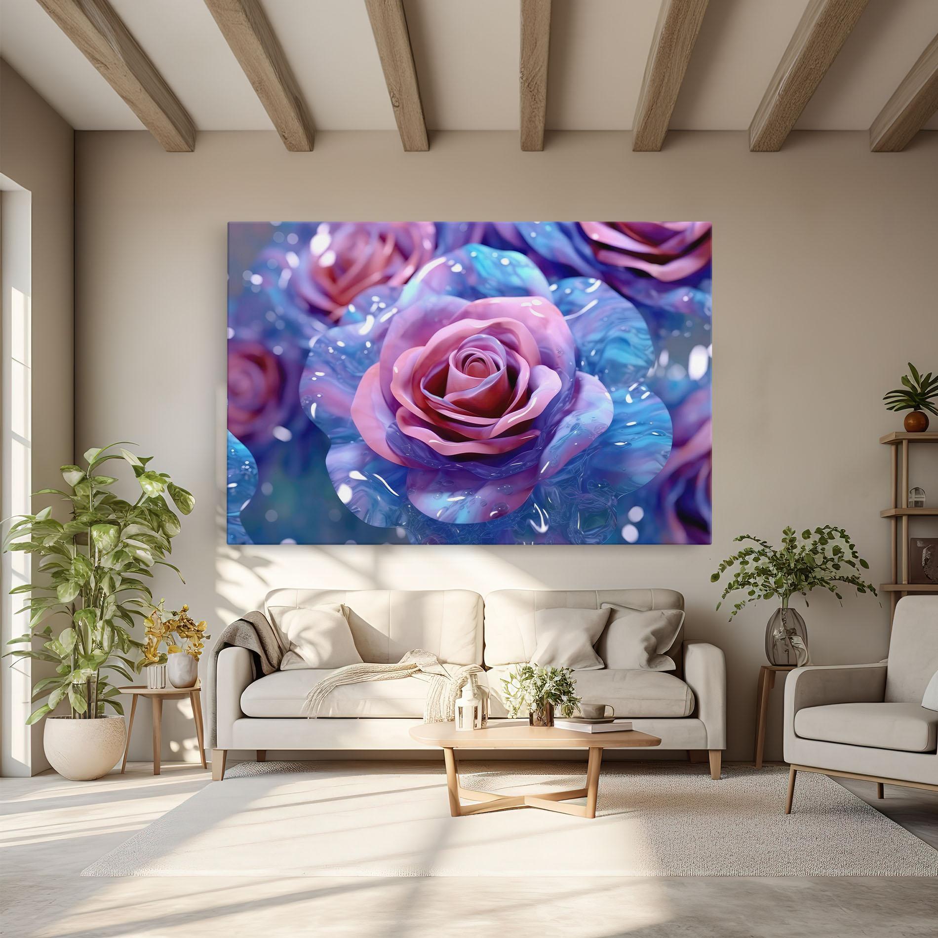 Leinwandbild Beautiful Blue Pink Rose mockup 6