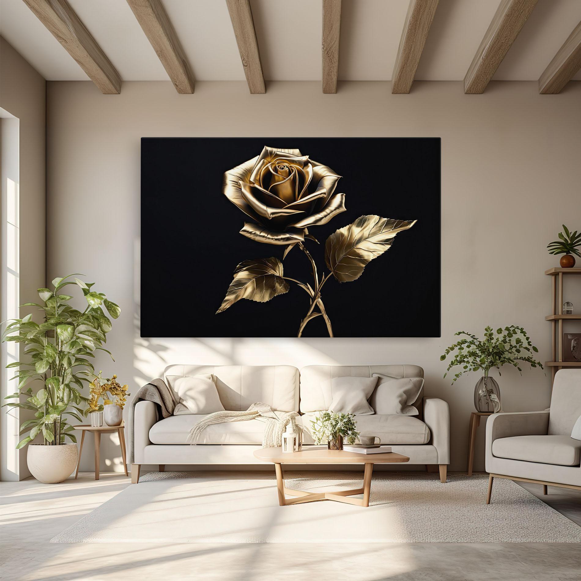 Leinwandbild Beautiful Golden Rose mockup 6
