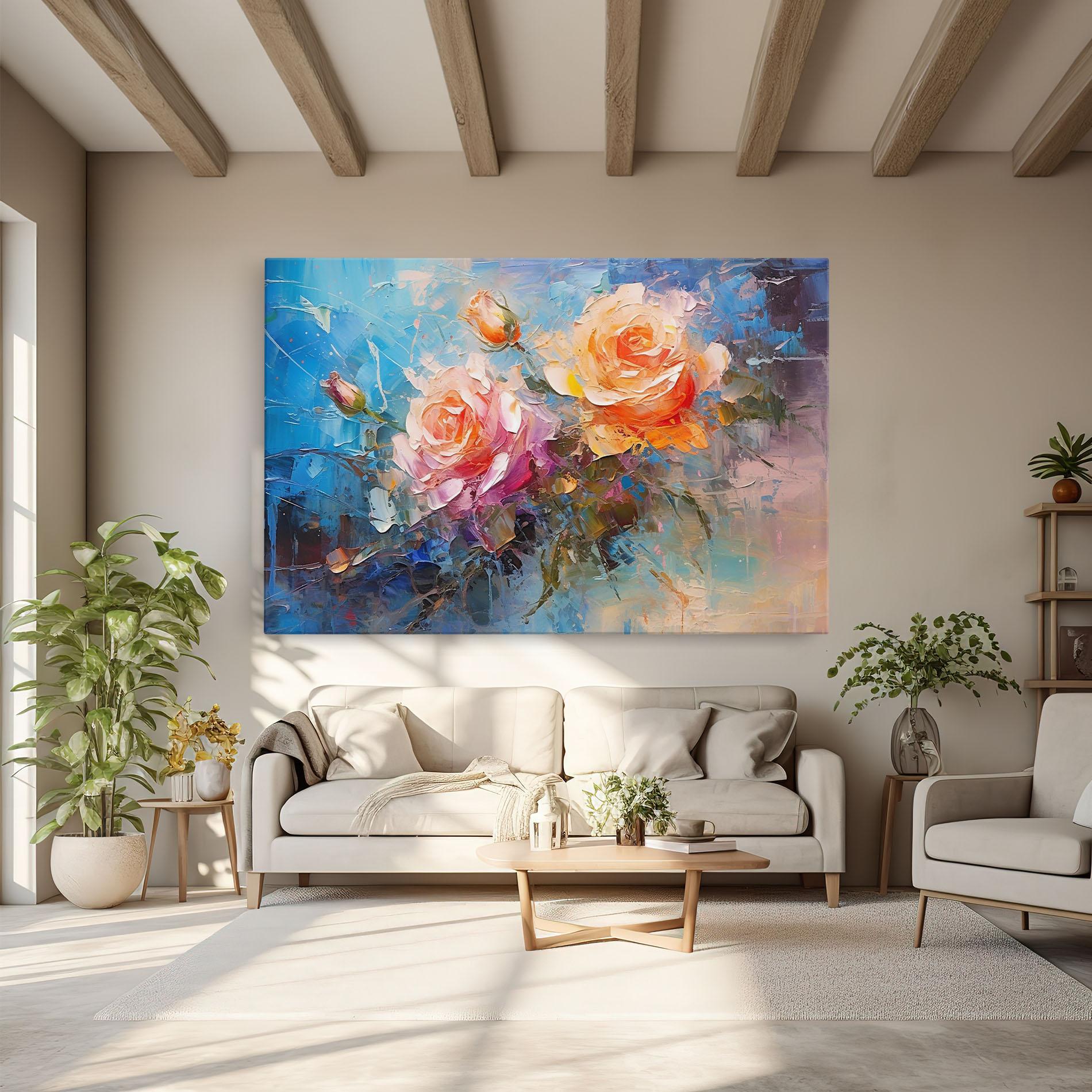 Leinwandbild Light Orange Rose Painting mockup 6
