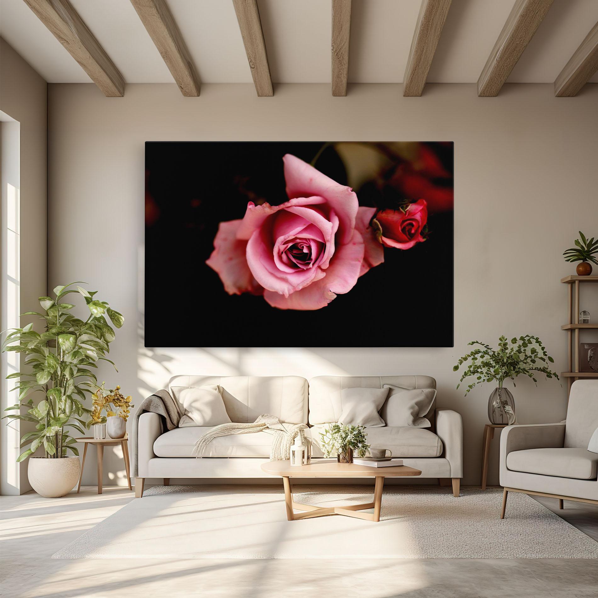 Leinwandbild Opened Pink Rose mockup 6