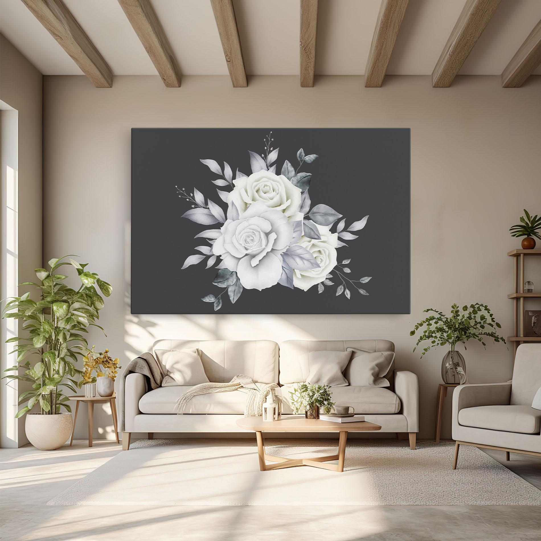 Leinwandbild White Grey Rose mockup 6