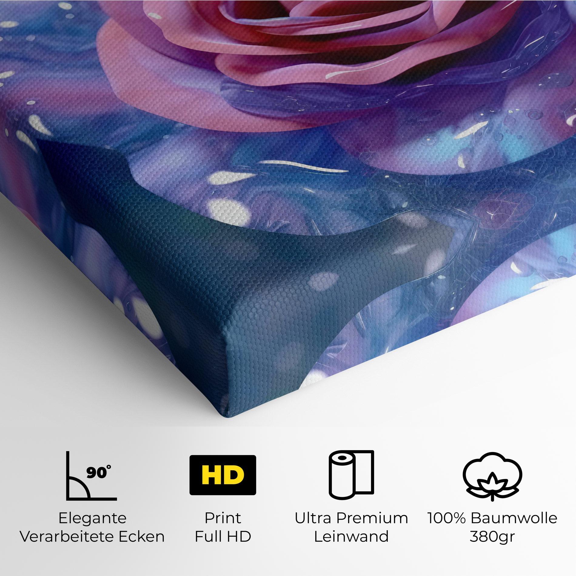 Leinwandbild Beautiful Blue Pink Rose mockup 4