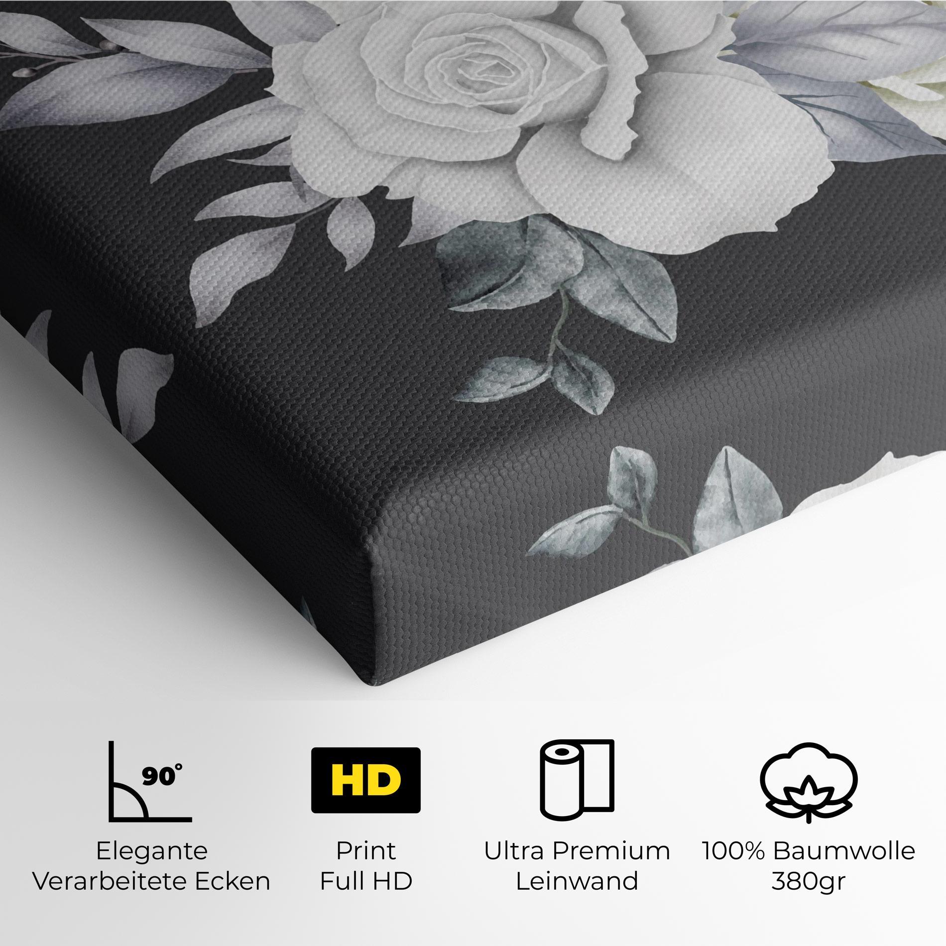 Leinwandbild White Grey Rose mockup 4