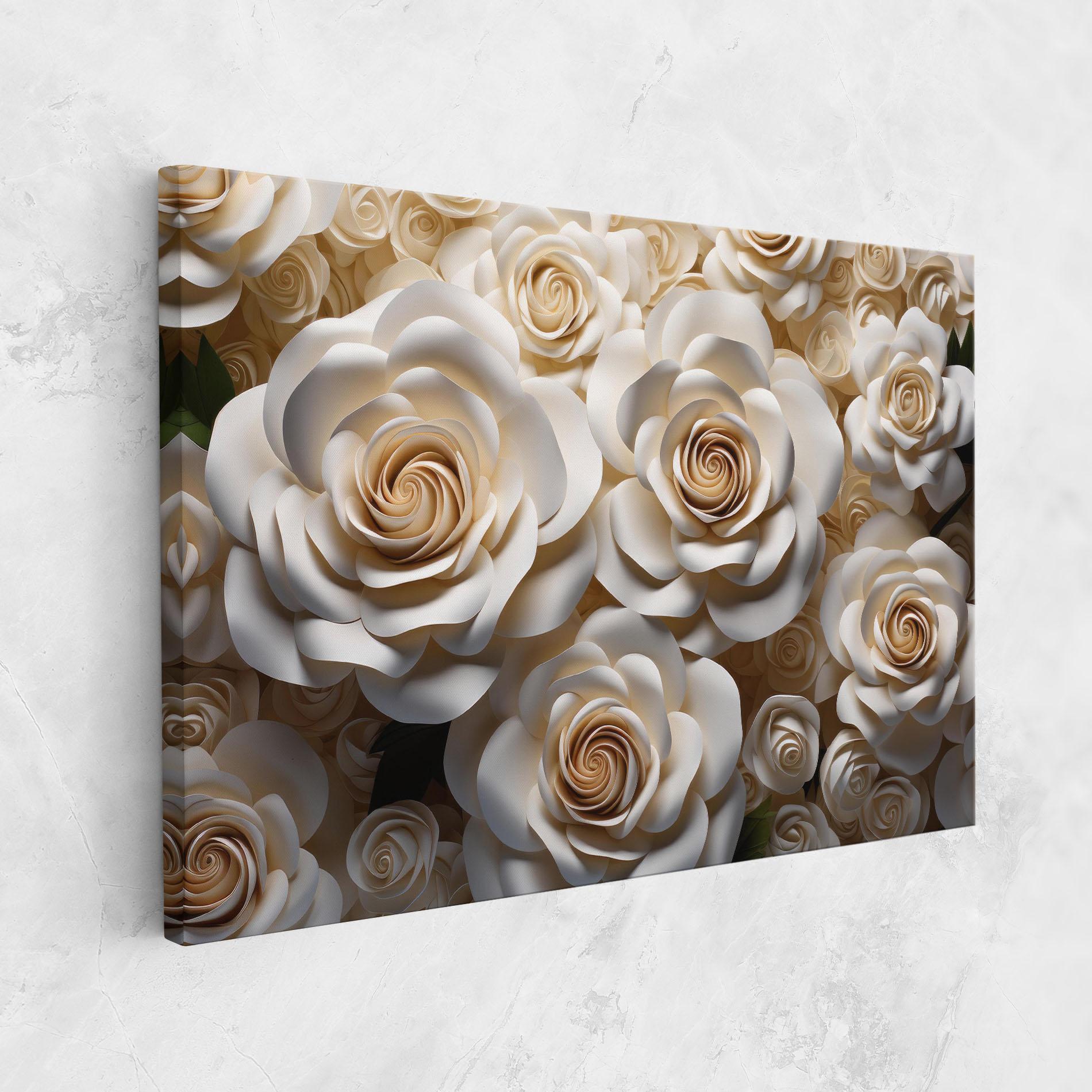 Leinwandbild Cream Roses Wall mockup 1