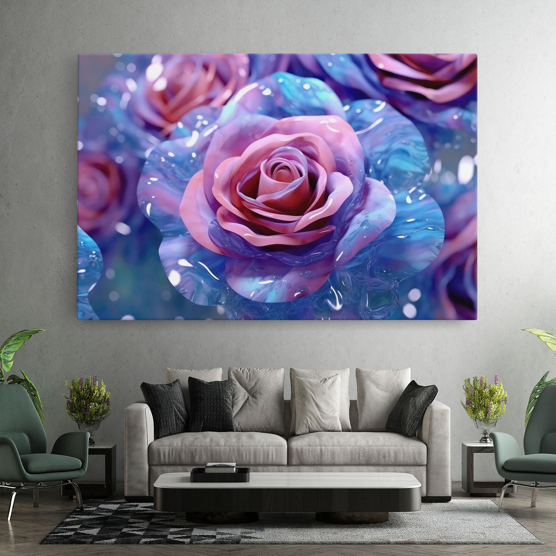 Leinwandbild Beautiful Blue Pink Rose mockup 7