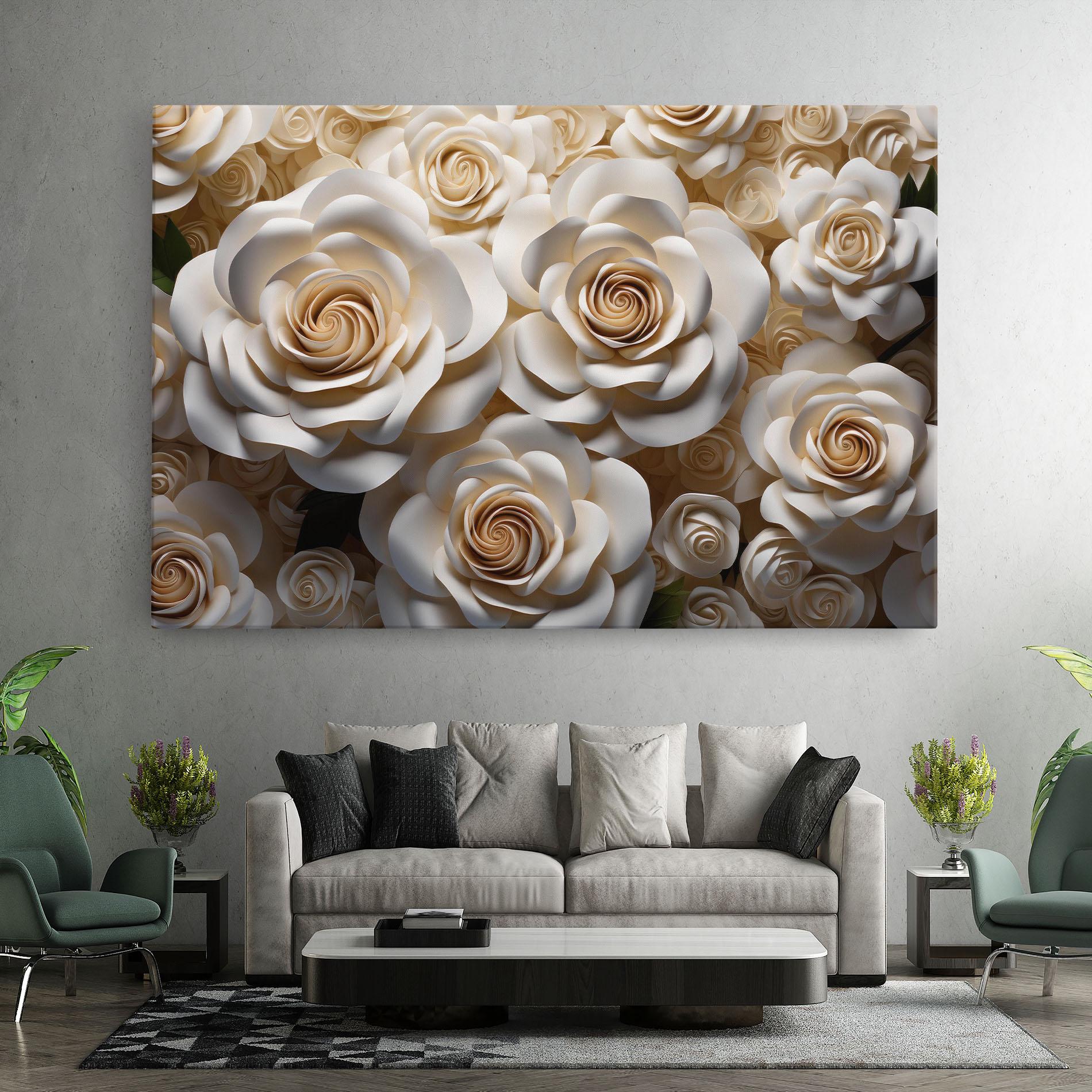 Leinwandbild Cream Roses Wall mockup 7