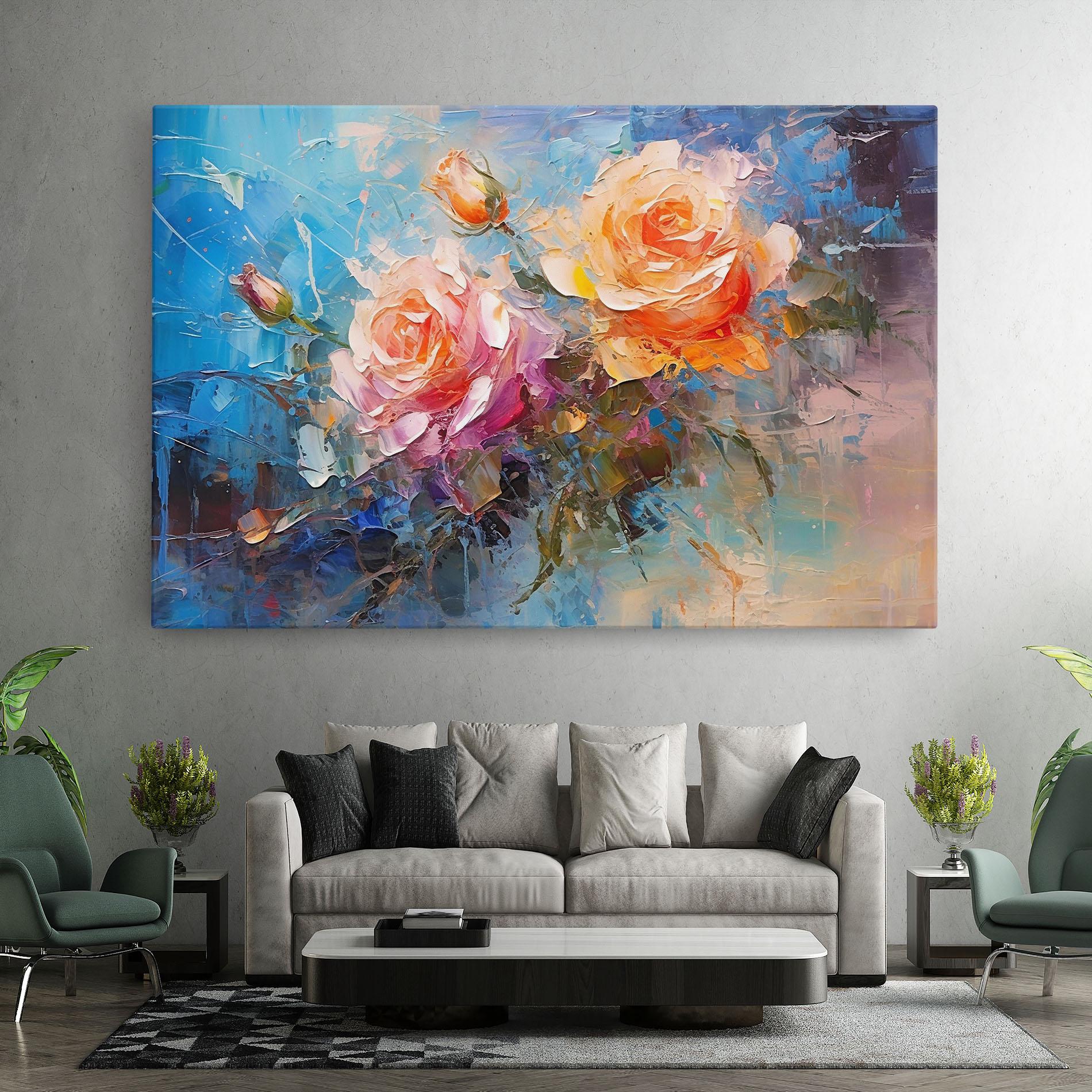 Leinwandbild Light Orange Rose Painting mockup 7