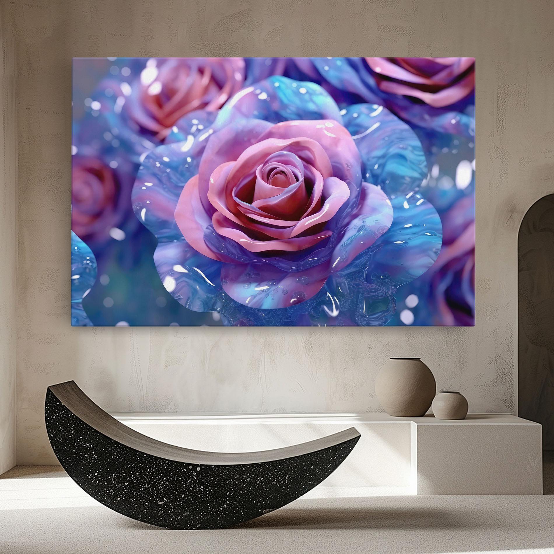 Leinwandbild Beautiful Blue Pink Rose mockup 8