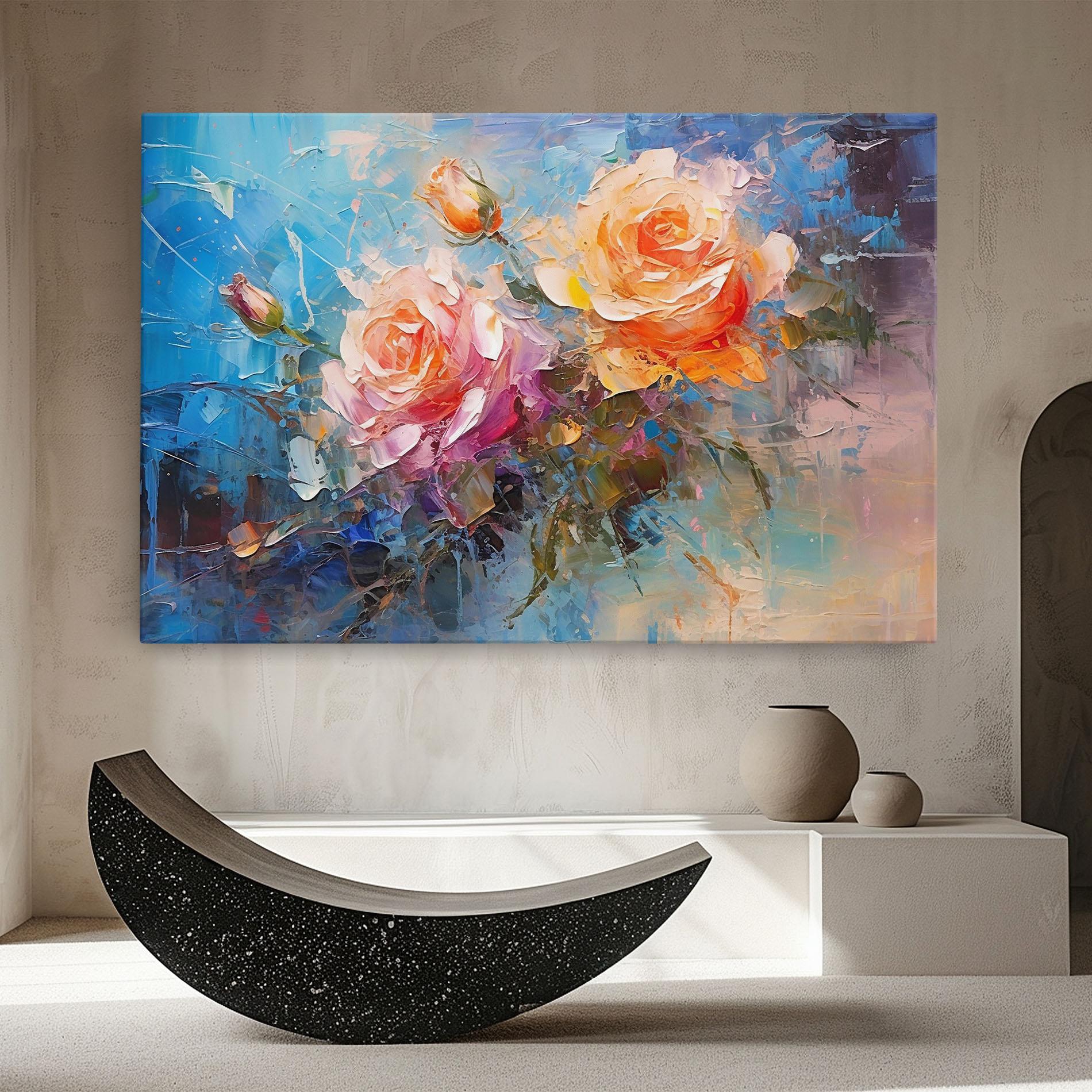 Leinwandbild Light Orange Rose Painting mockup 8