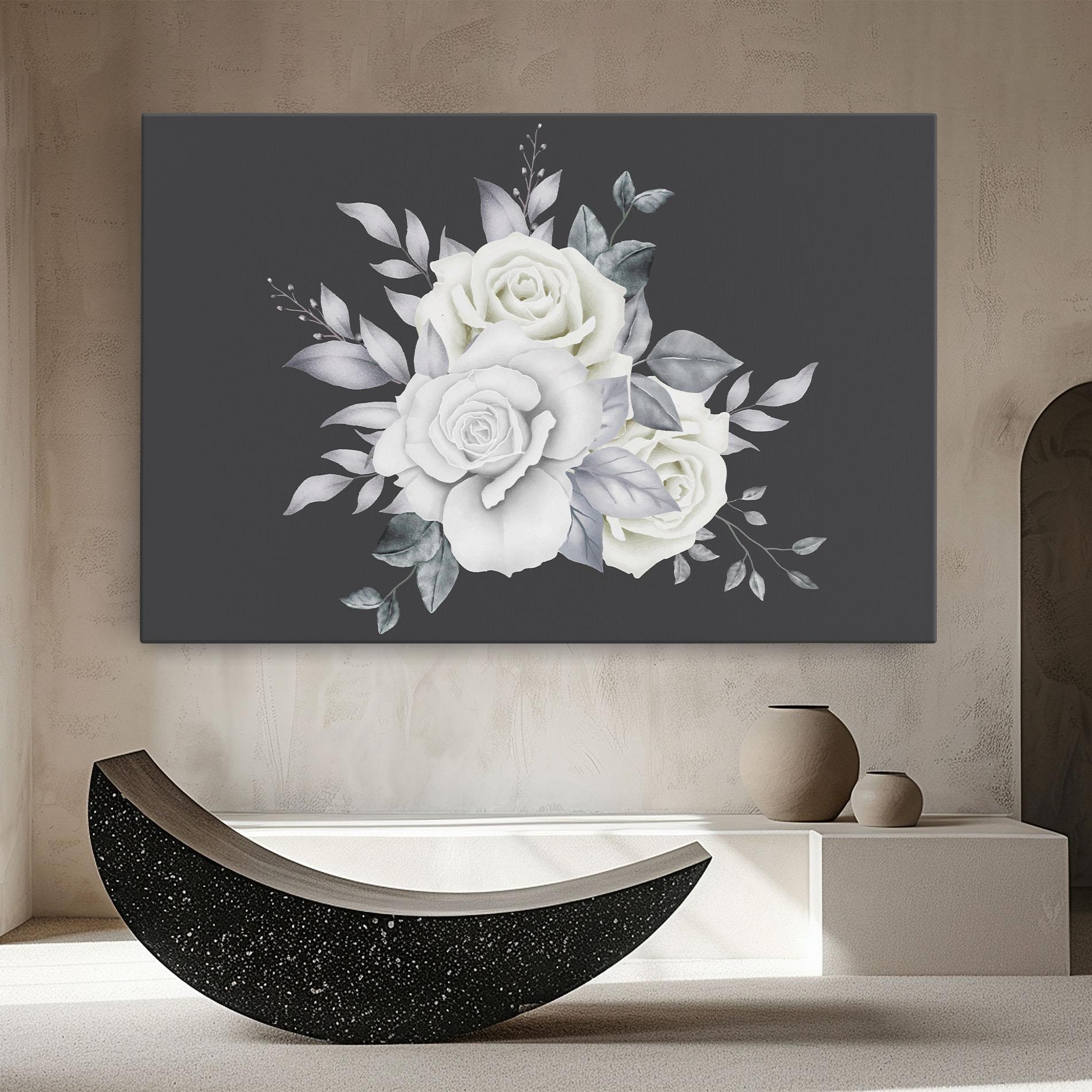 Leinwandbild White Grey Rose mockup 8