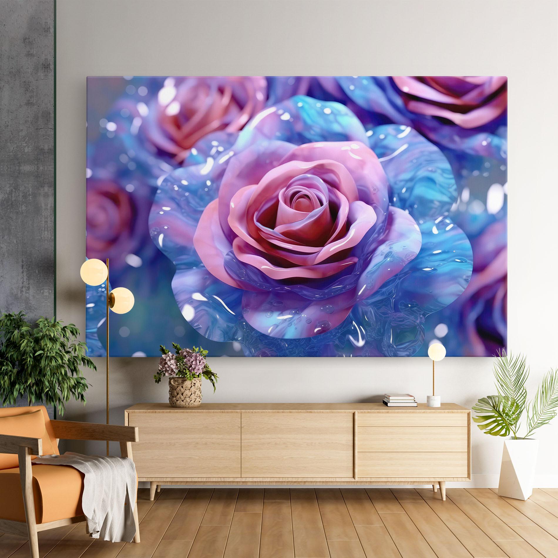 Leinwandbild Beautiful Blue Pink Rose mockup 9