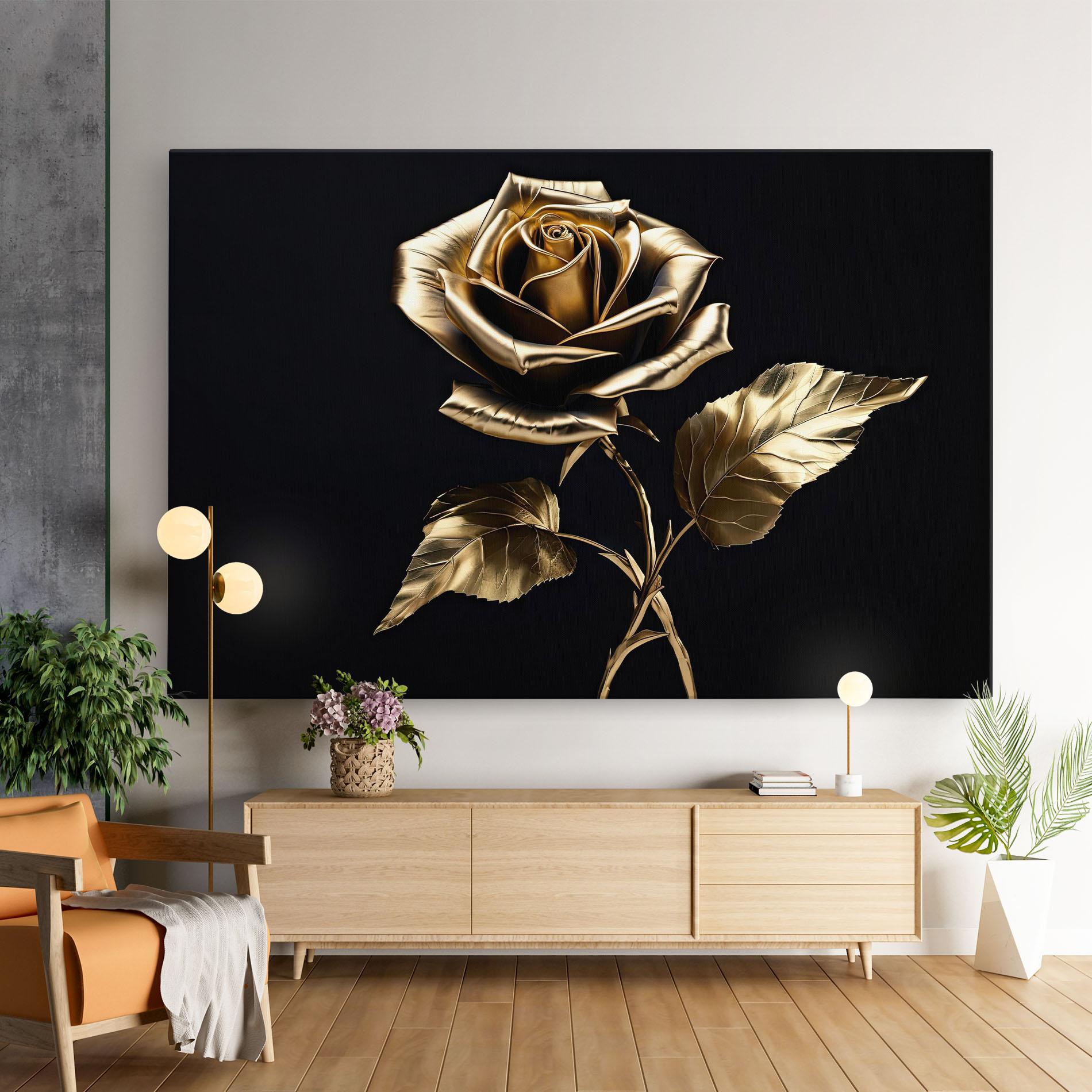 Leinwandbild Beautiful Golden Rose mockup 9