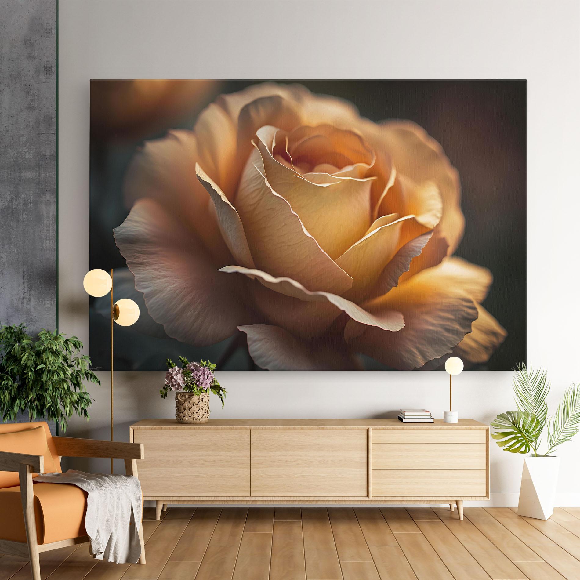 Leinwandbild Light Orange Rose Close Up mockup 9
