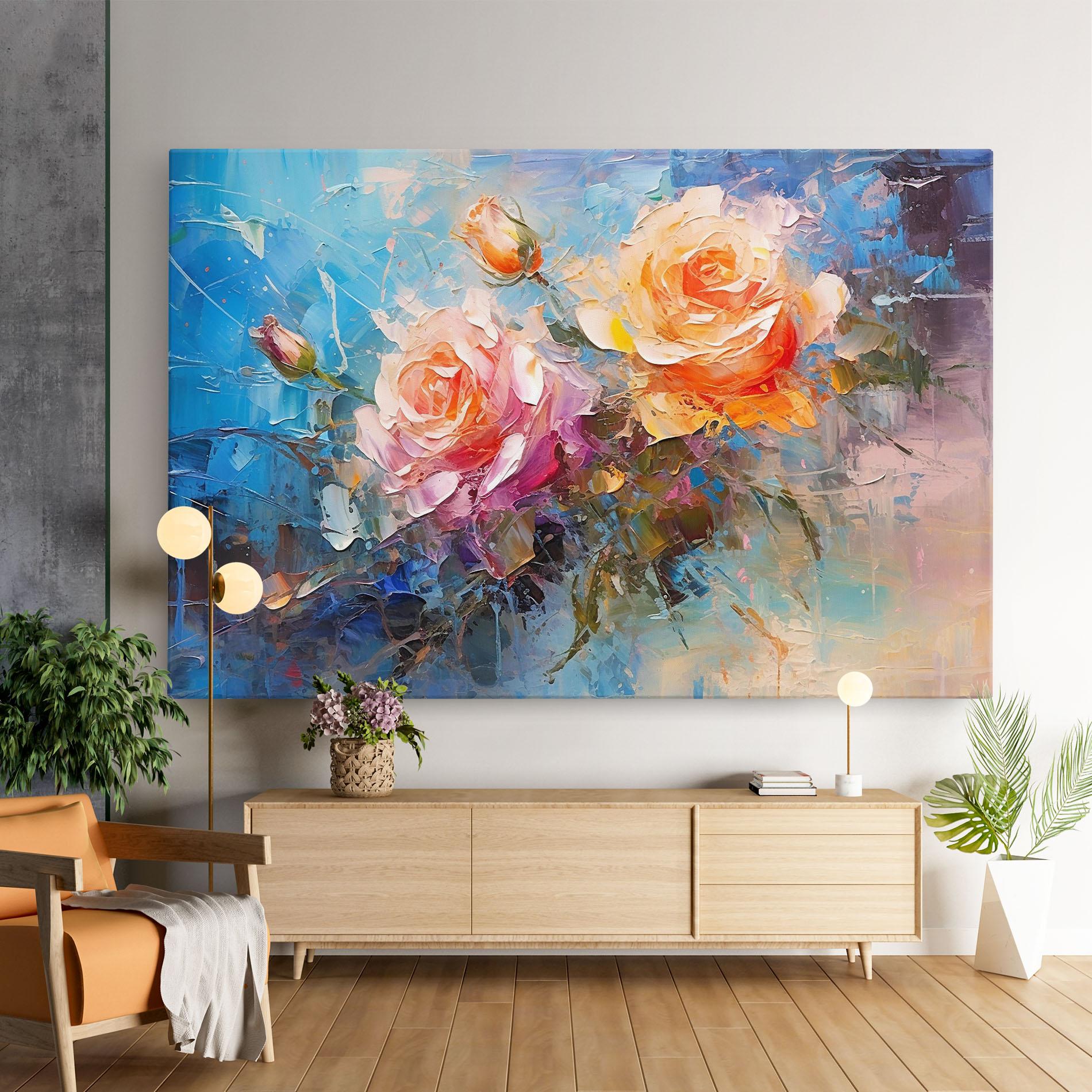Leinwandbild Light Orange Rose Painting mockup 9