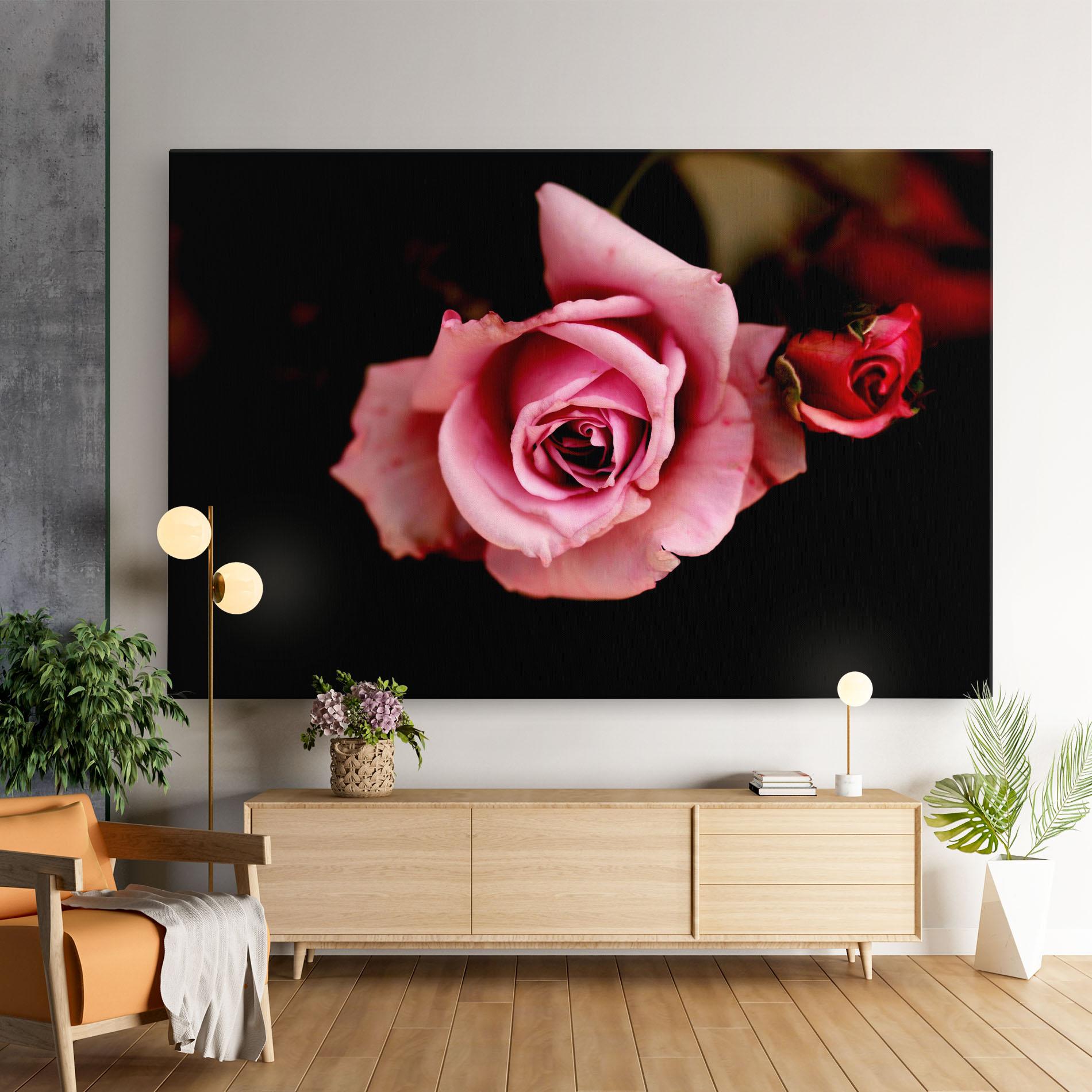 Leinwandbild Opened Pink Rose mockup 9