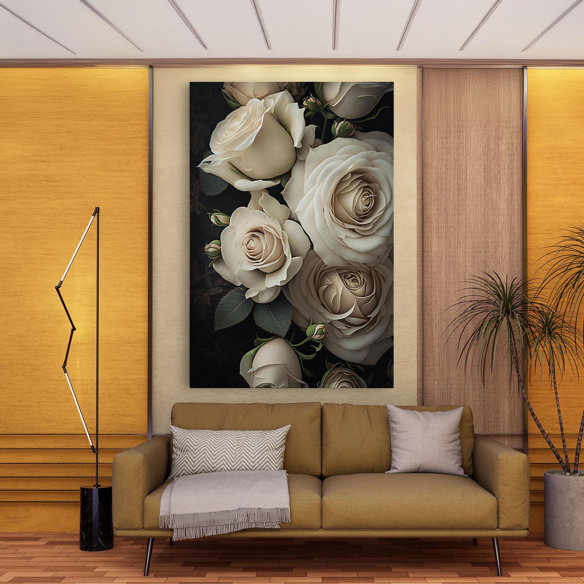 Leinwandbild Cream Roses Close Up mockup 9
