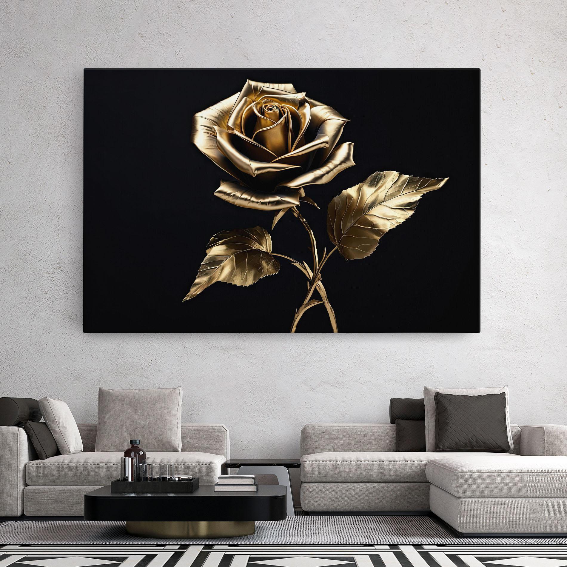 Leinwandbild Beautiful Golden Rose mockup 2
