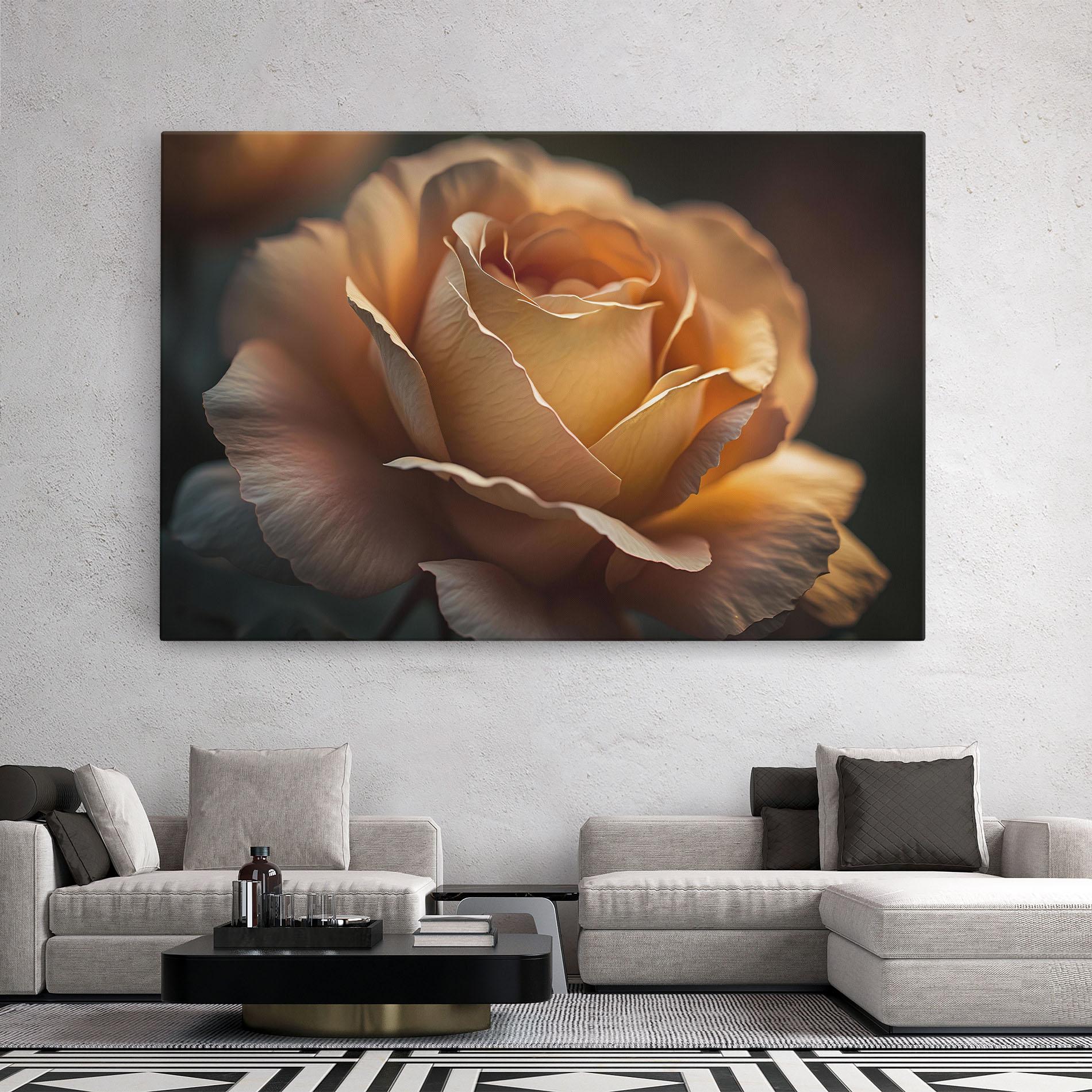 Leinwandbild Light Orange Rose Close Up mockup 2