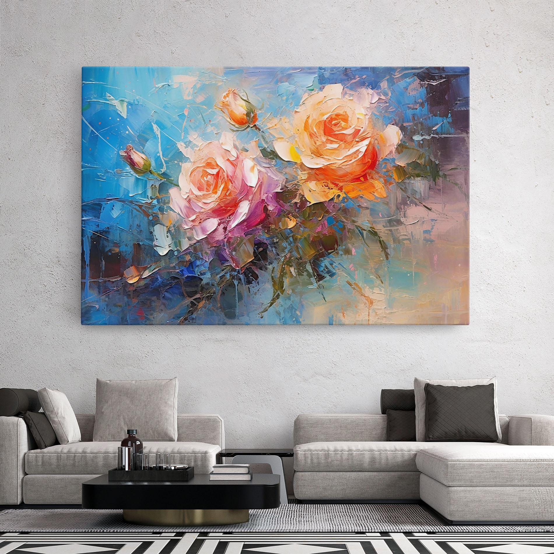 Leinwandbild Light Orange Rose Painting mockup 2