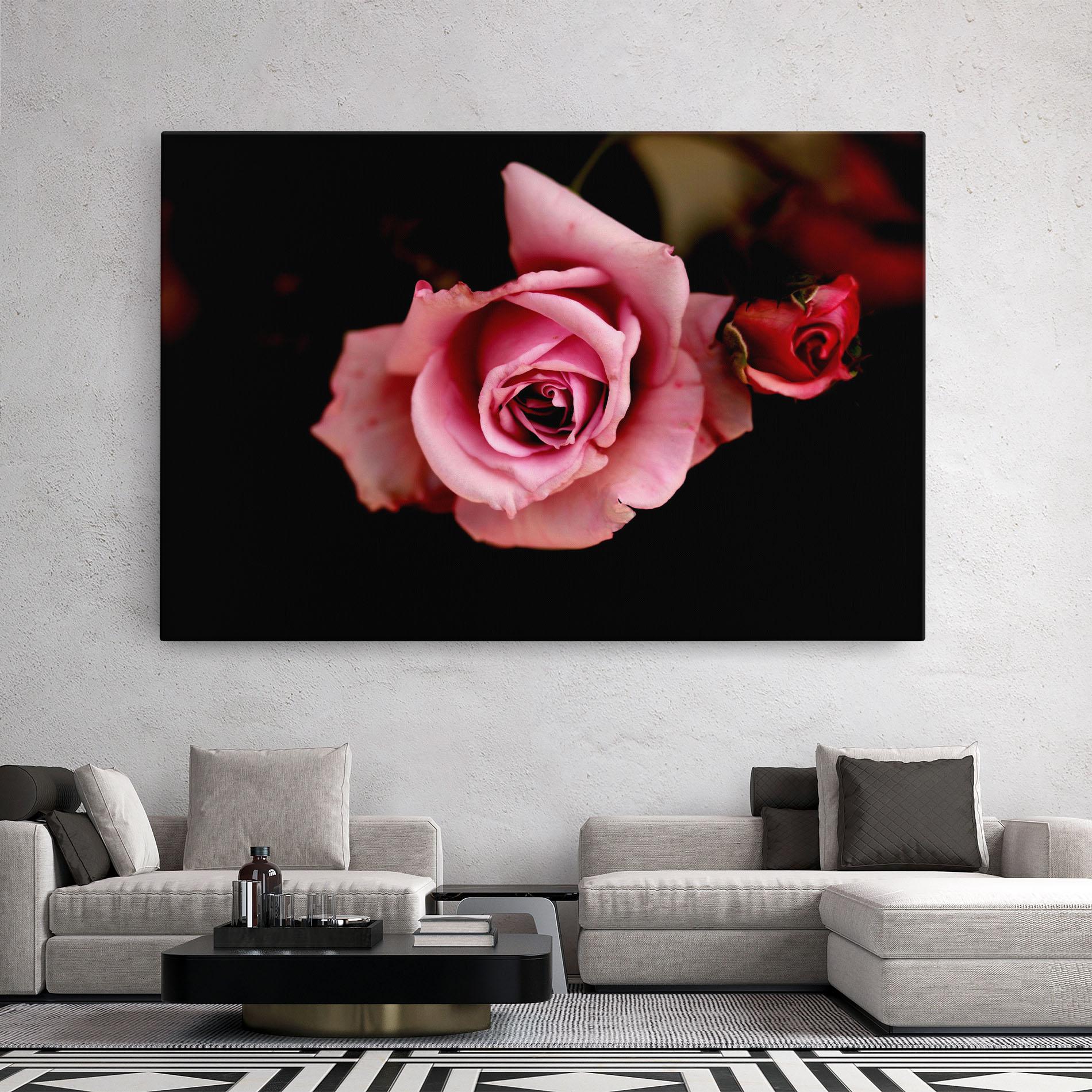 Leinwandbild Opened Pink Rose mockup 2