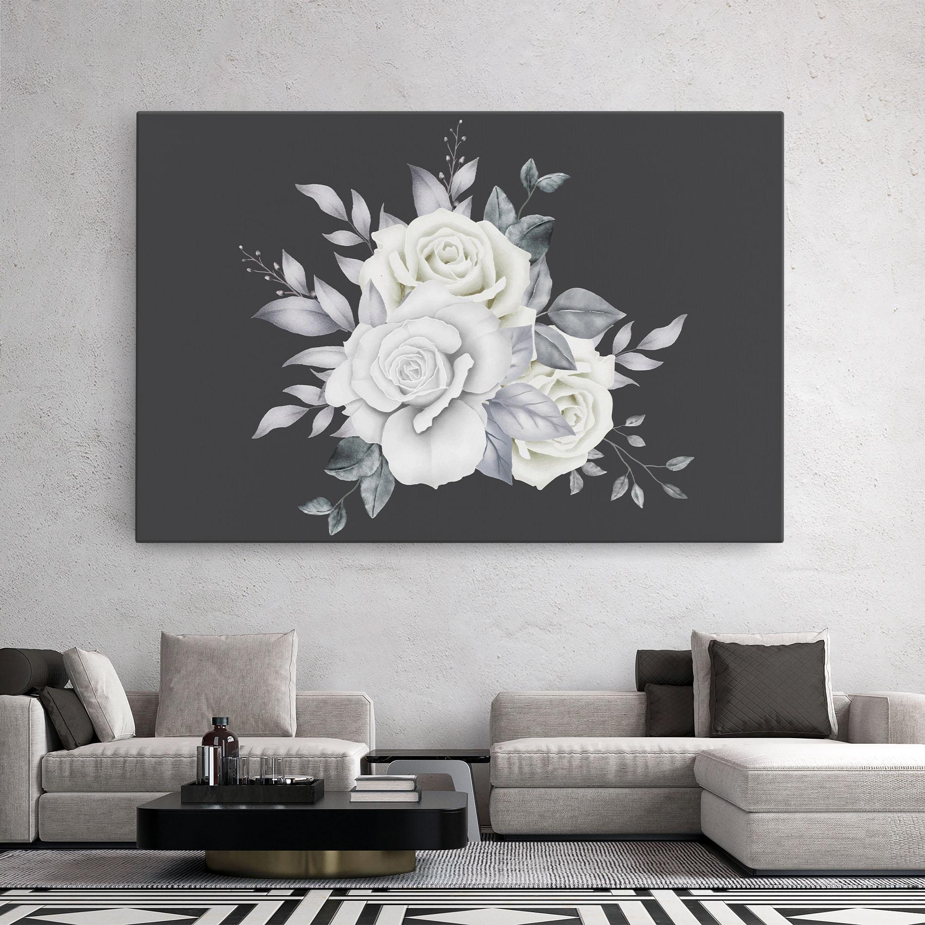 Leinwandbild White Grey Rose mockup 2