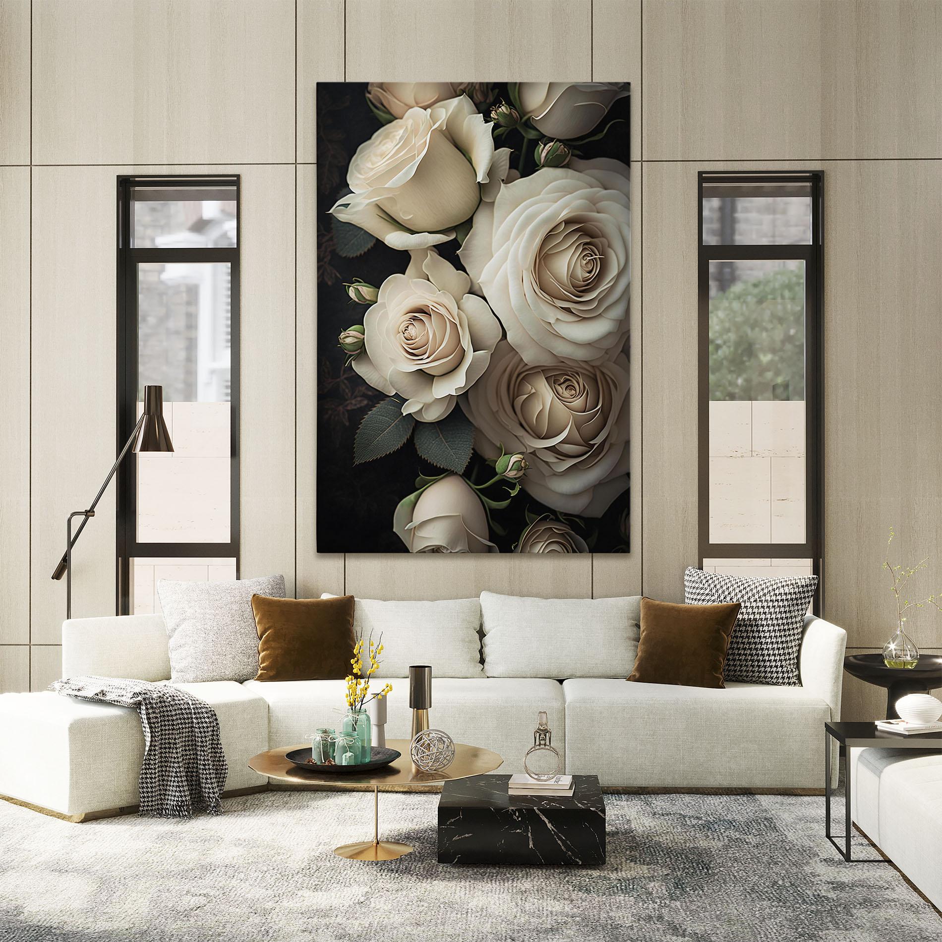 Leinwandbild Cream Roses Close Up mockup 2