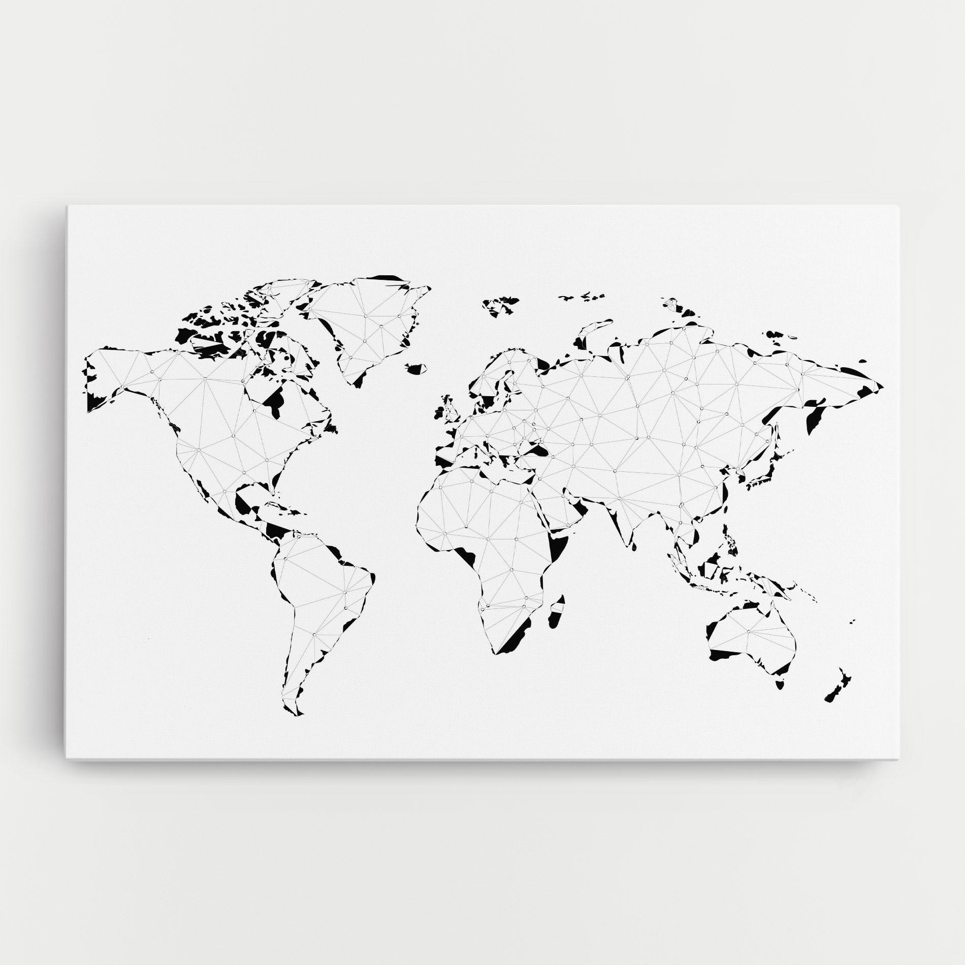 Leinwandbild Black Line Map mockup 0