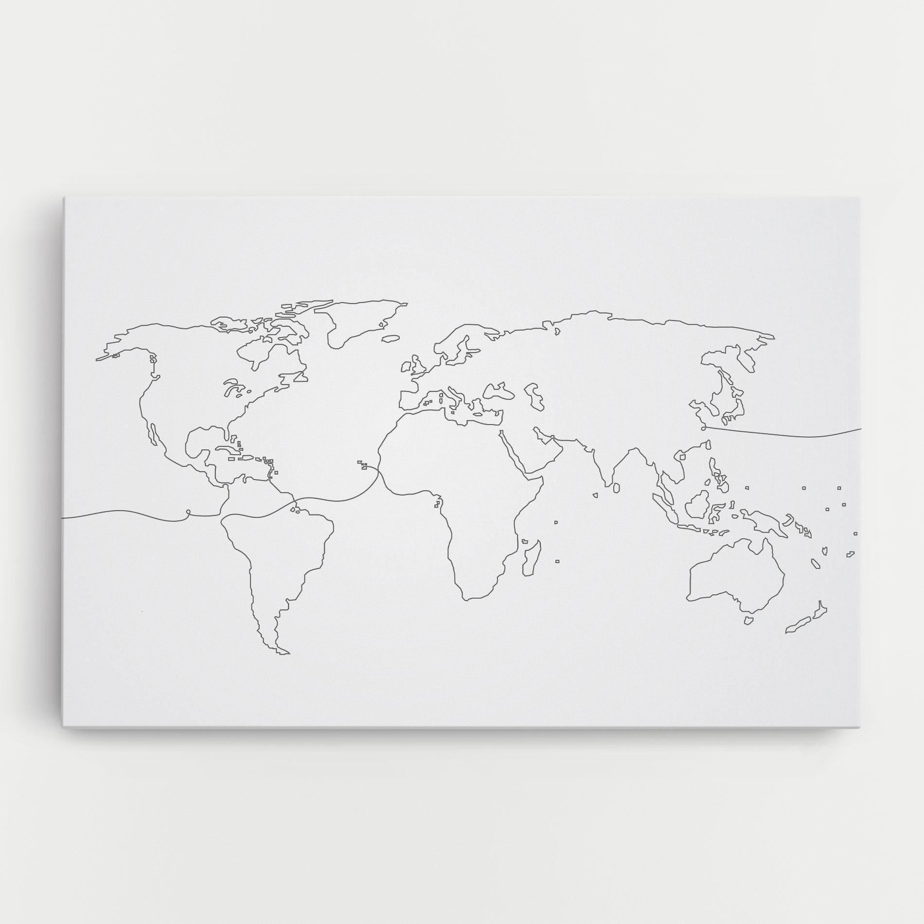 Leinwandbild Continuous Line Map mockup 0