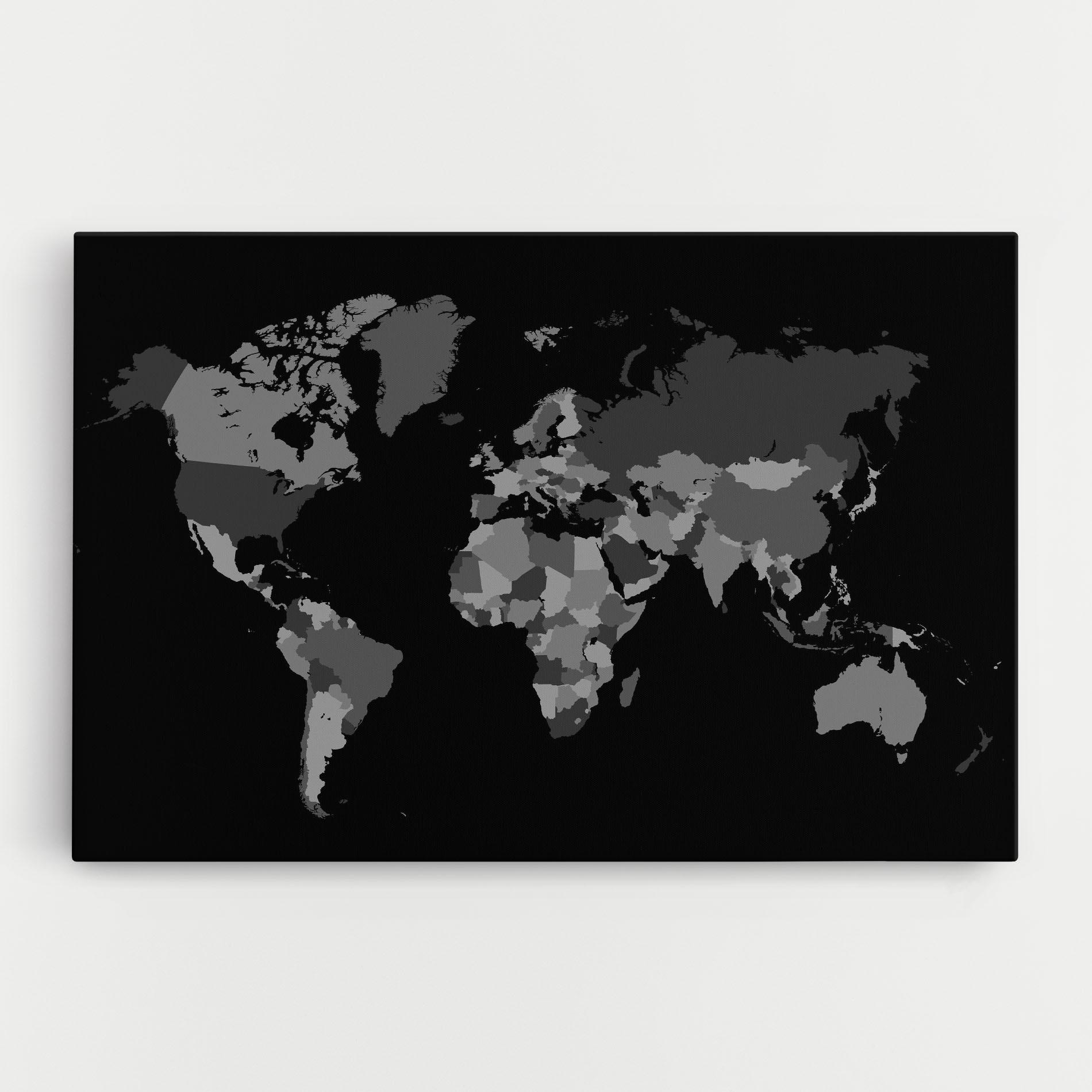 Leinwandbild Grey Map World mockup 0