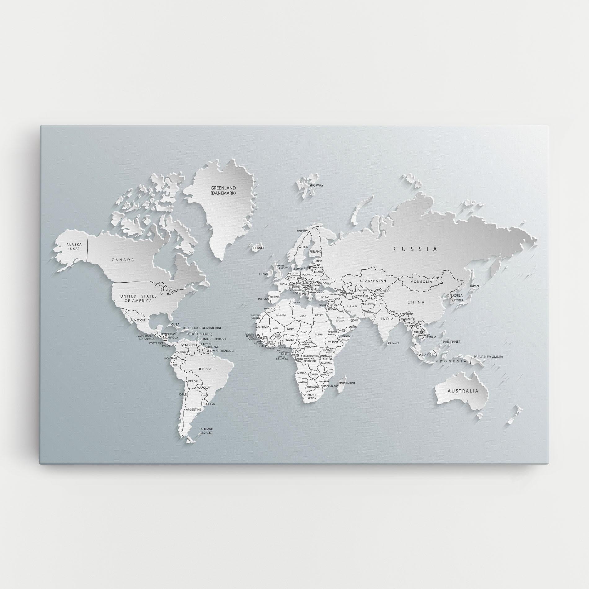 Leinwandbild Grey White Map mockup 0