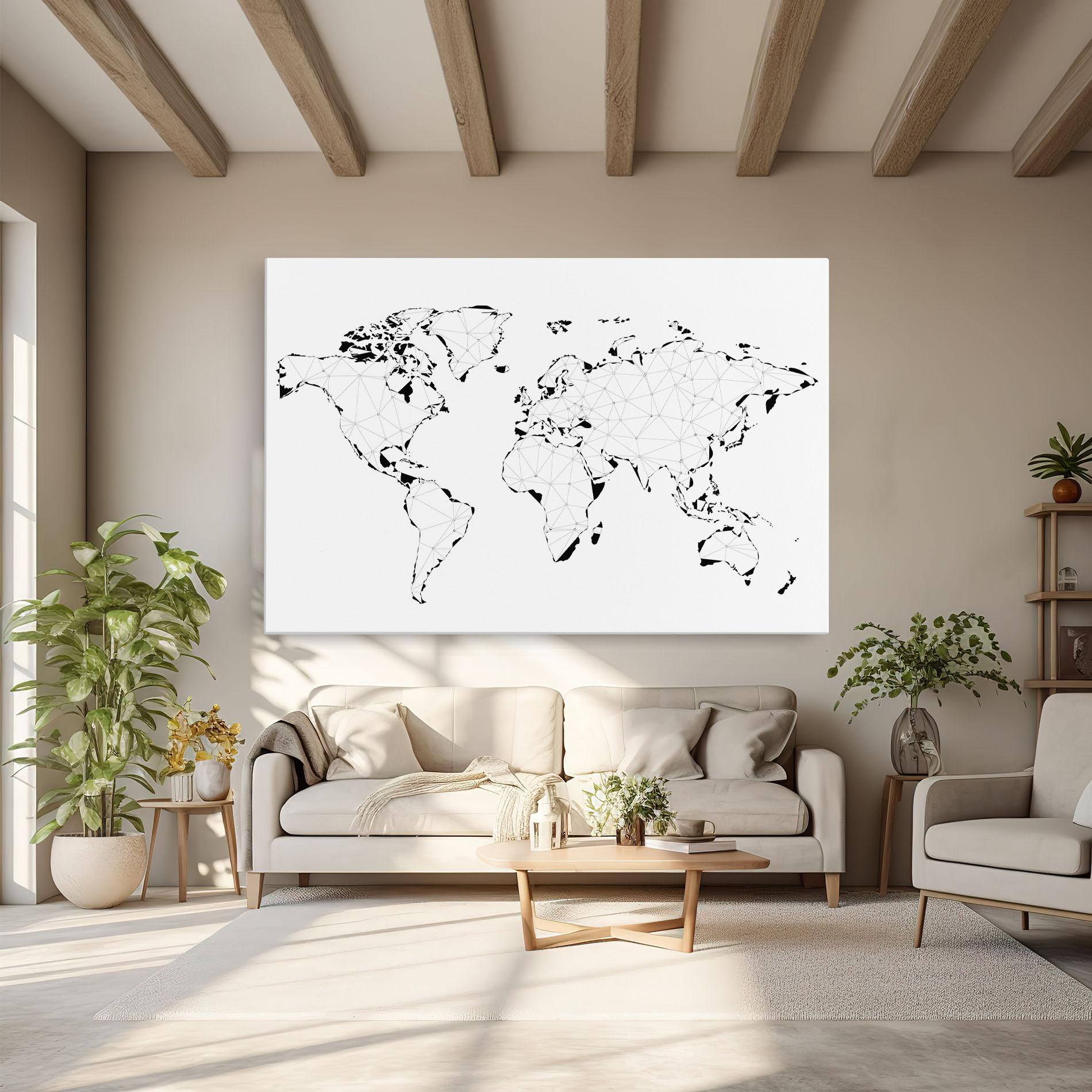 Leinwandbild Black Line Map mockup 6