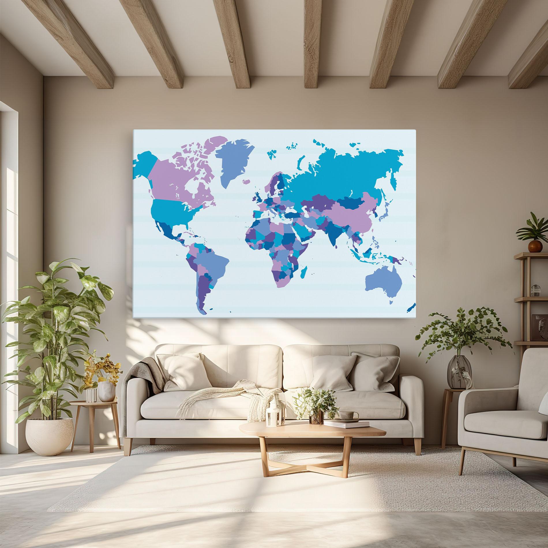 Leinwandbild Blue Purple Map mockup 6