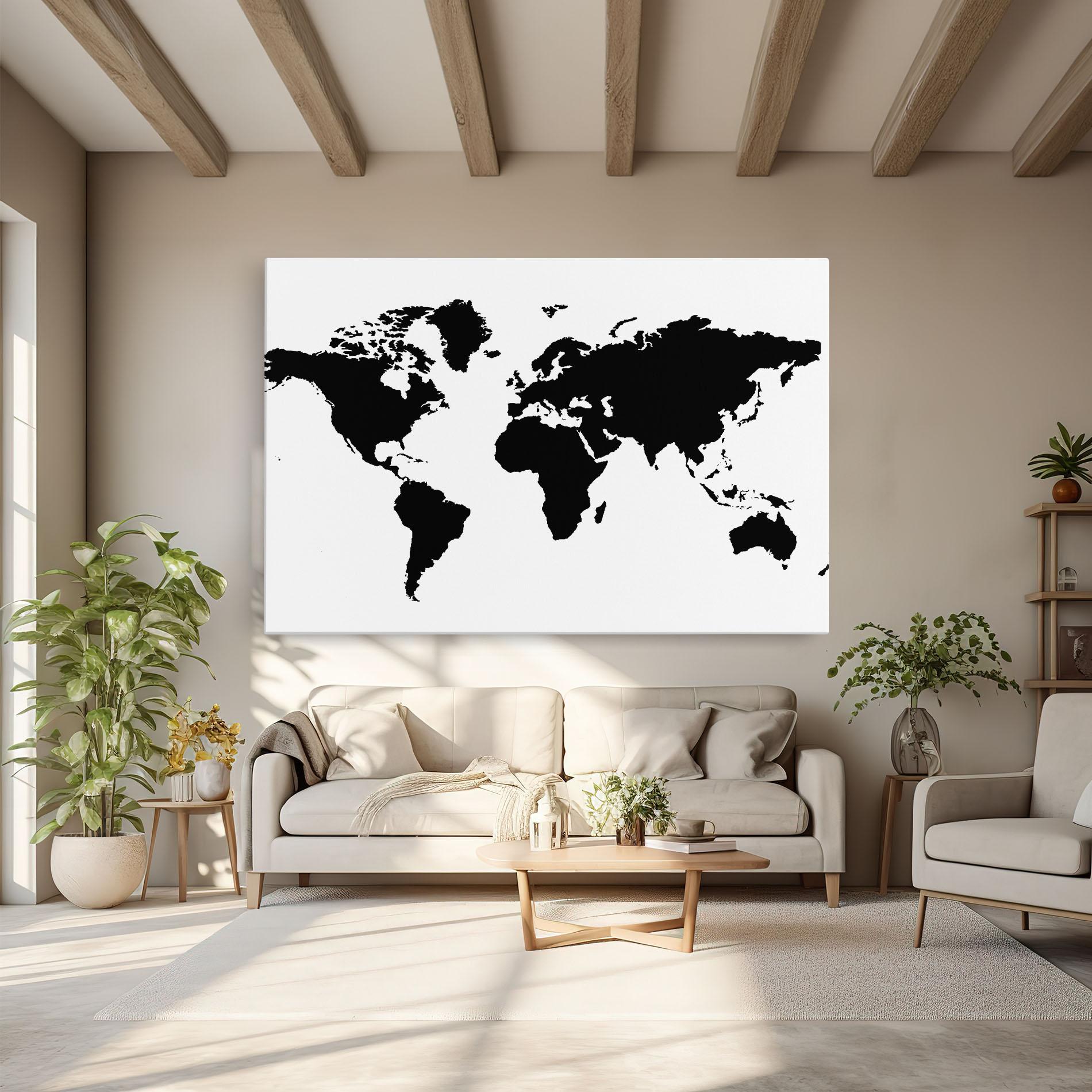 Leinwandbild Global Black Map mockup 6