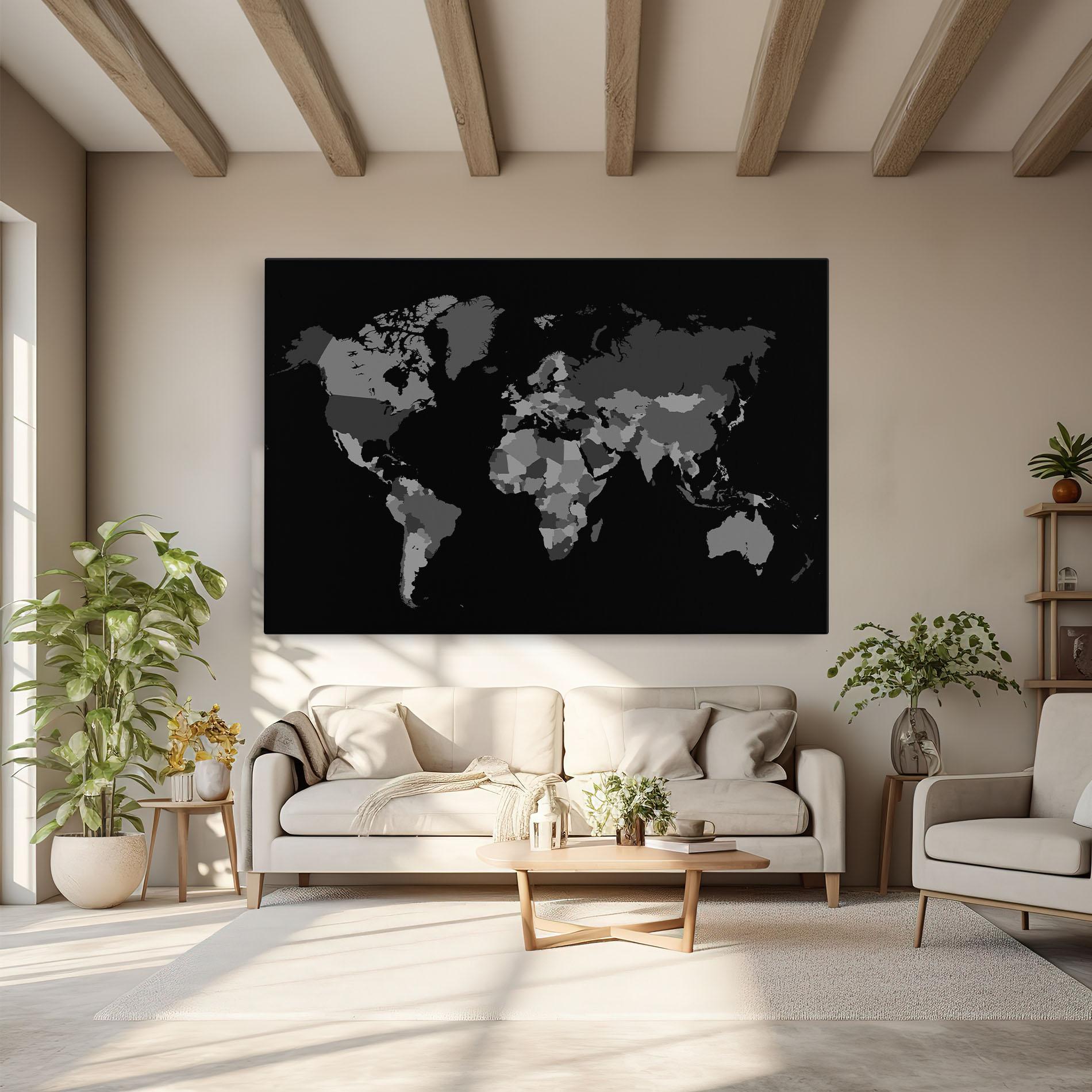 Leinwandbild Grey Map World mockup 6