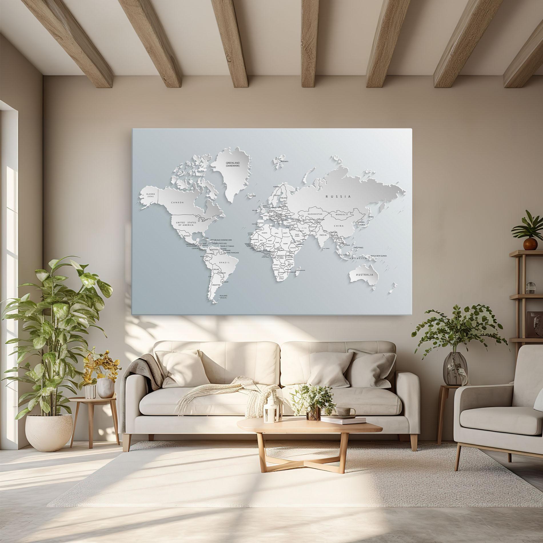 Leinwandbild Grey White Map mockup 6