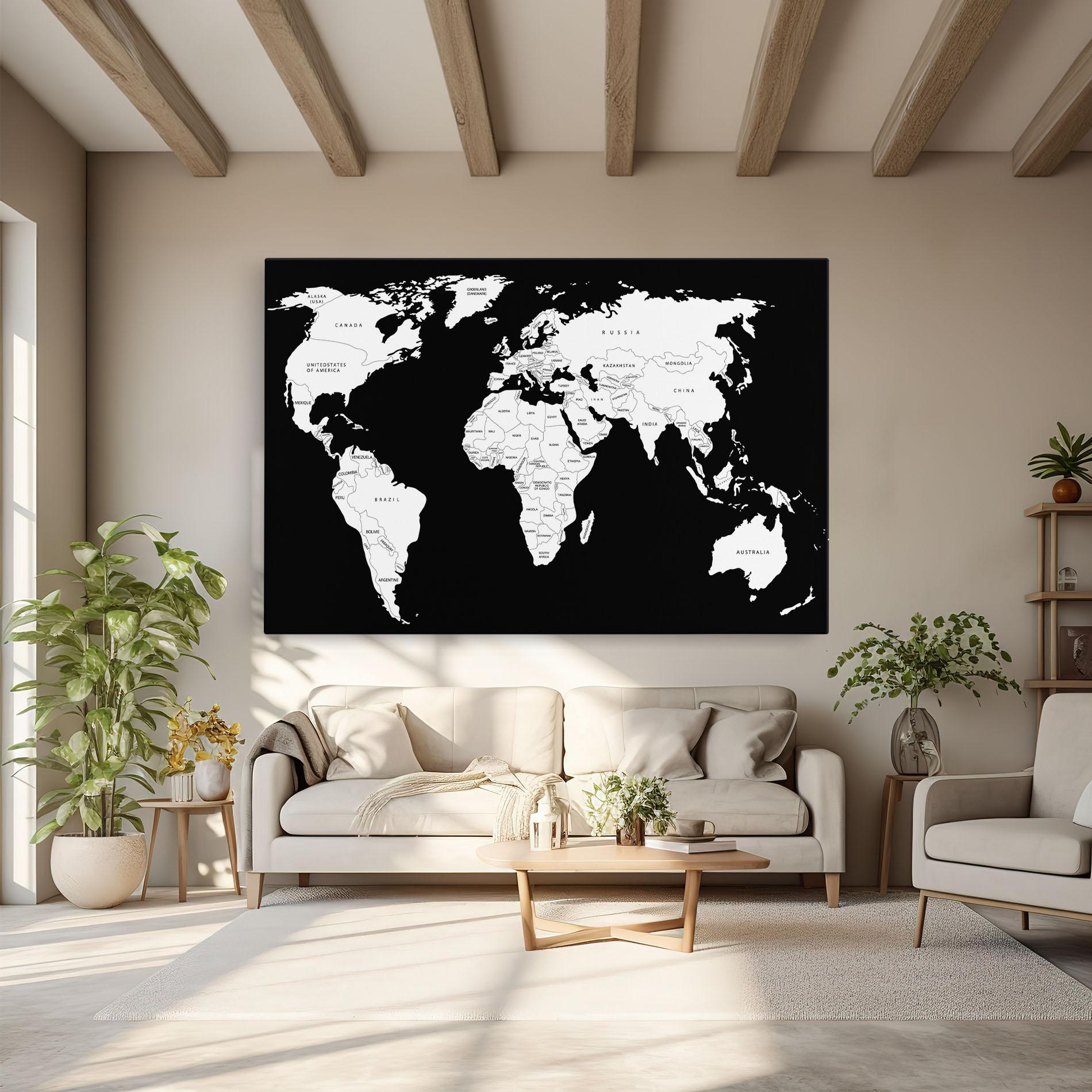 Leinwandbild White World Map mockup 6