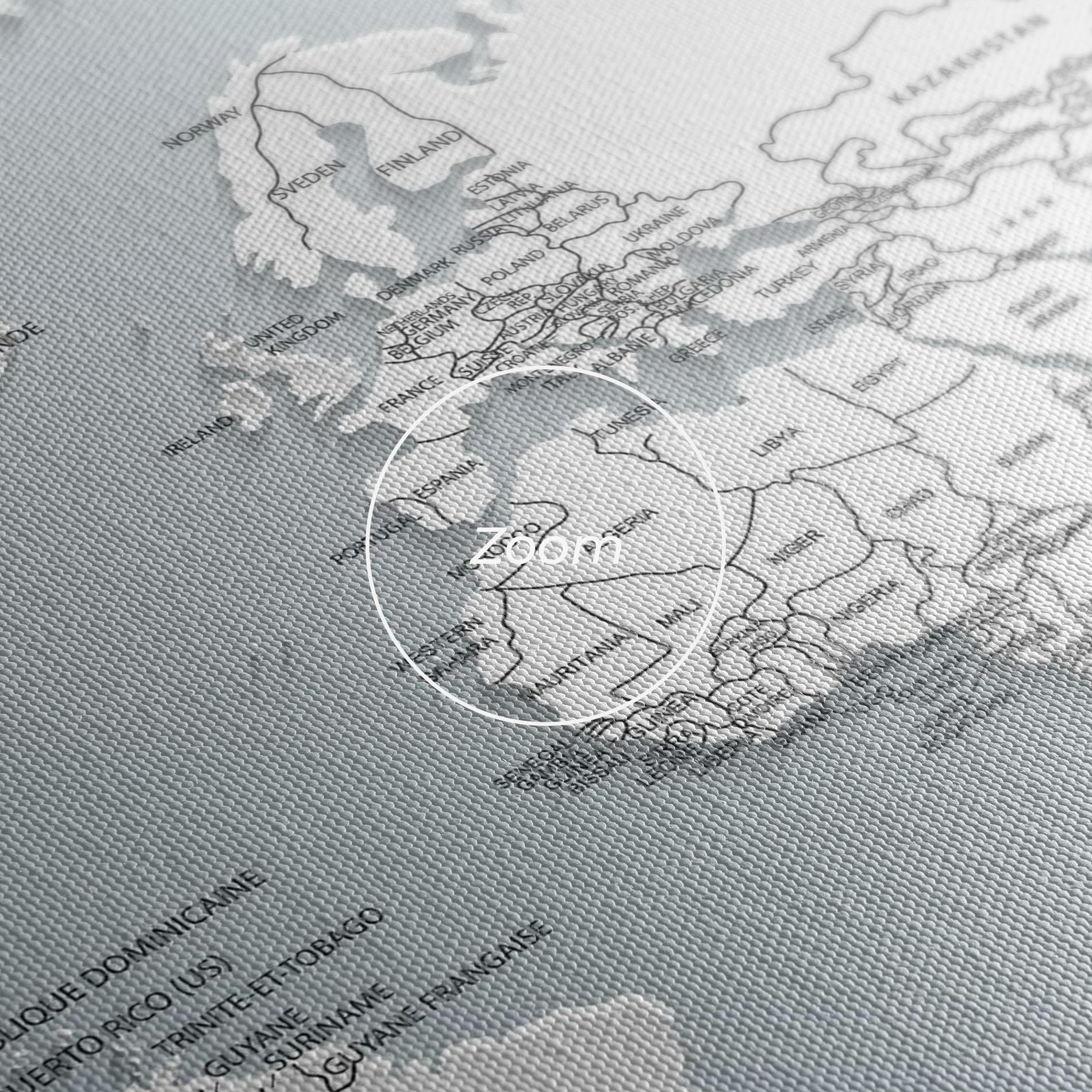 Leinwandbild Grey White Map mockup 3