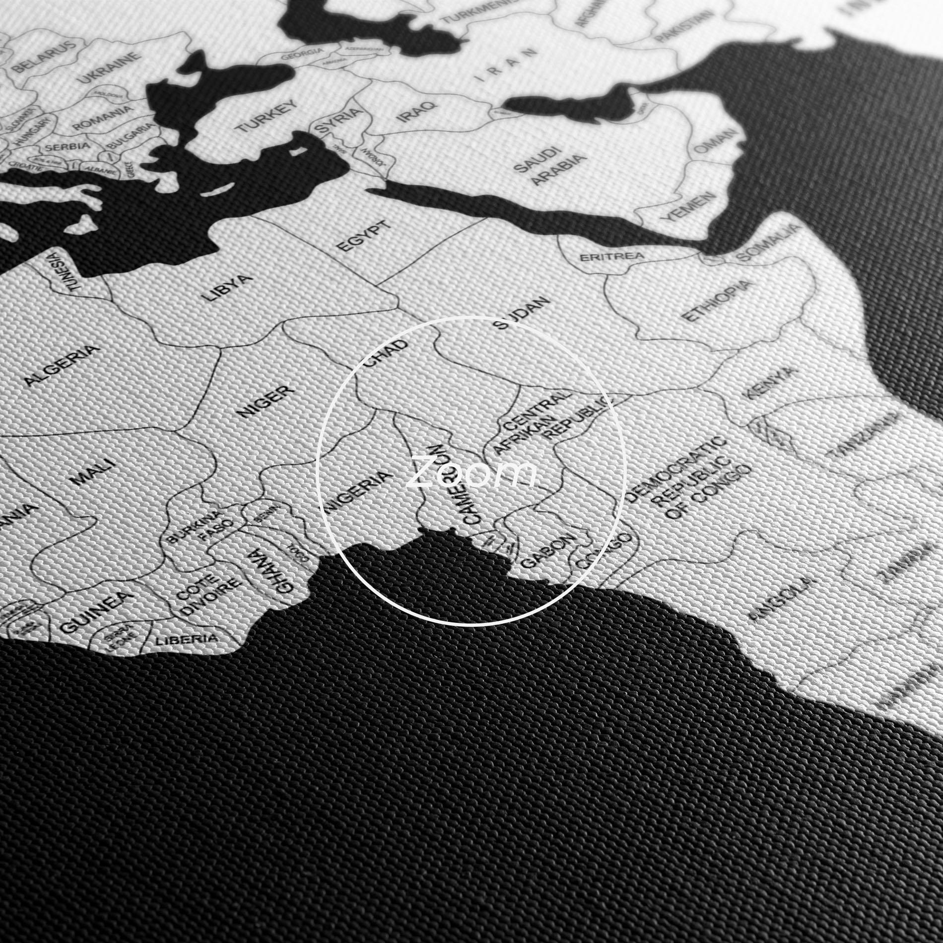 Leinwandbild White World Map mockup 3