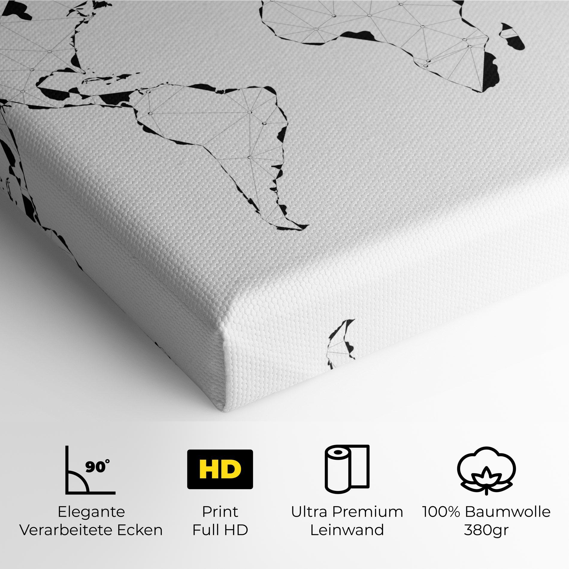 Leinwandbild Black Line Map mockup 4