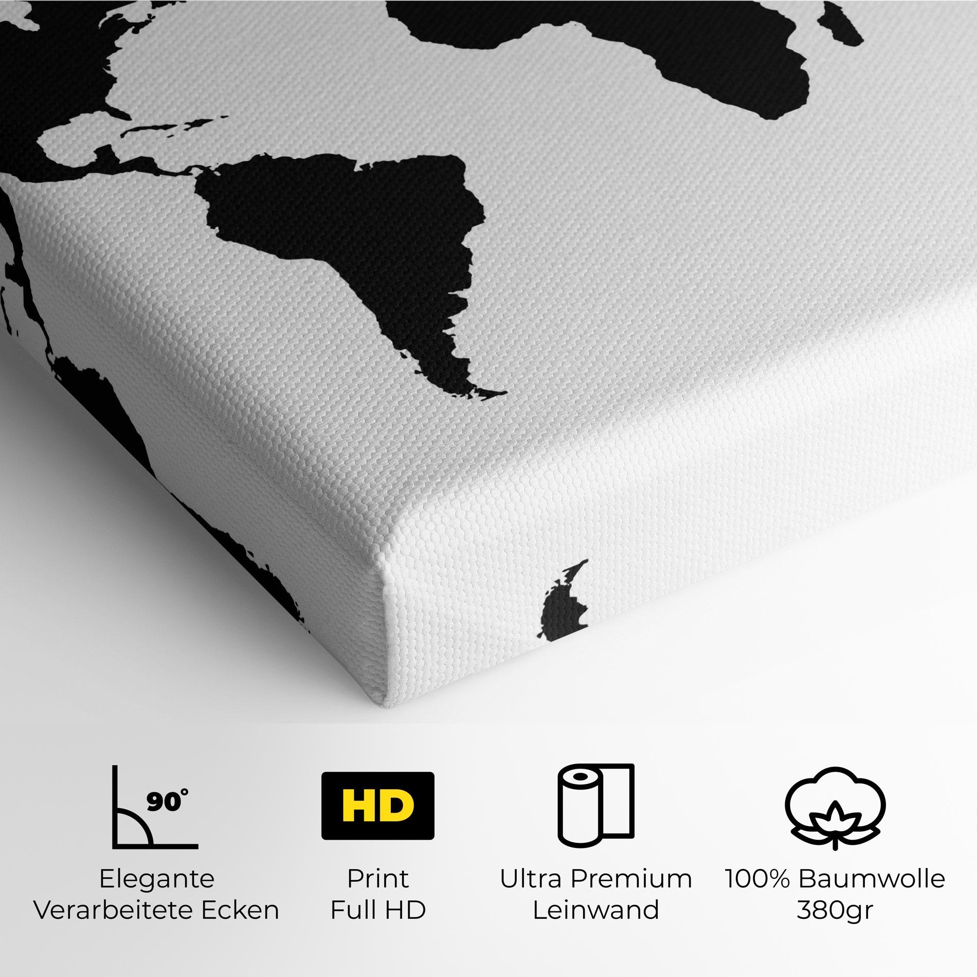 Leinwandbild Global Black Map mockup 4