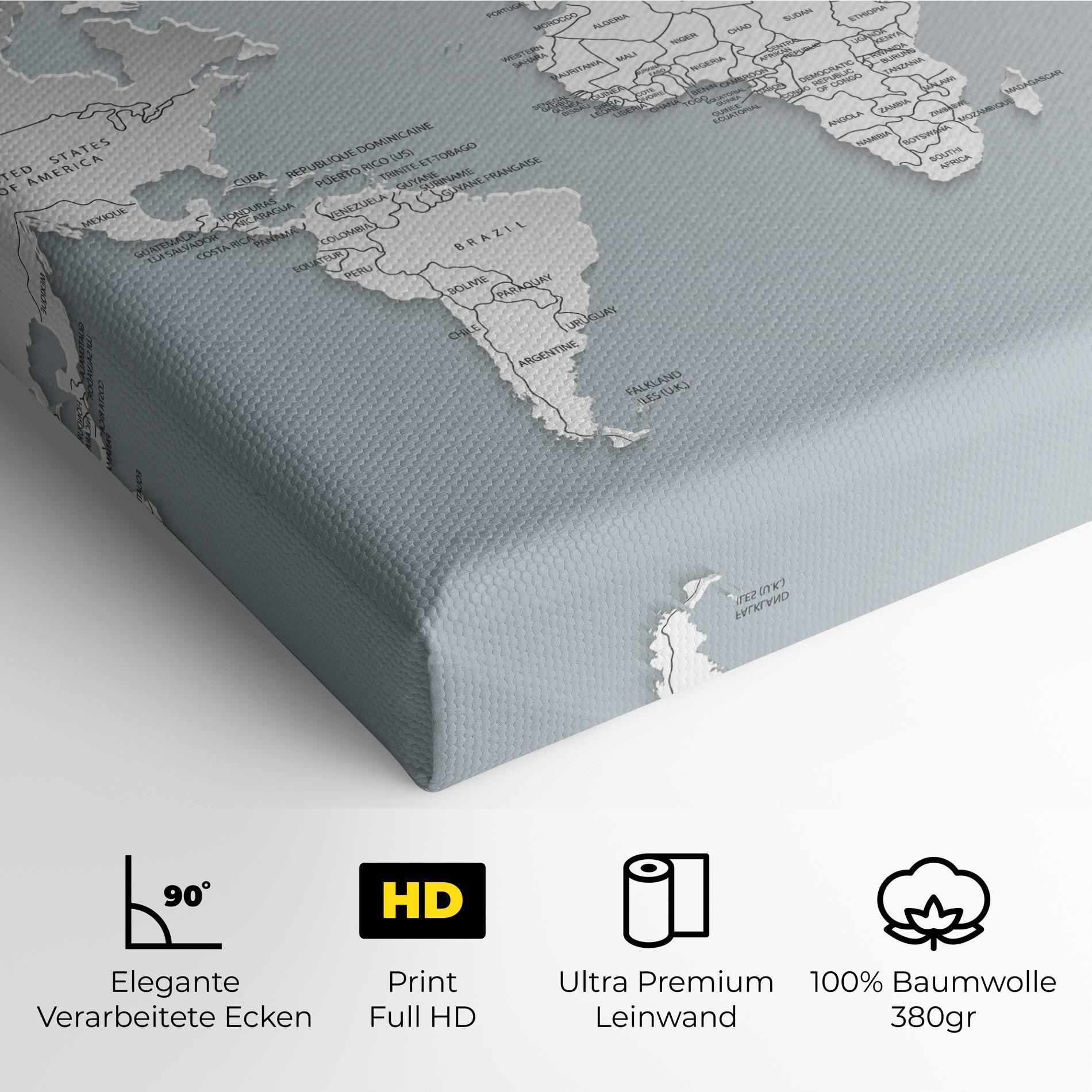 Leinwandbild Grey White Map mockup 4