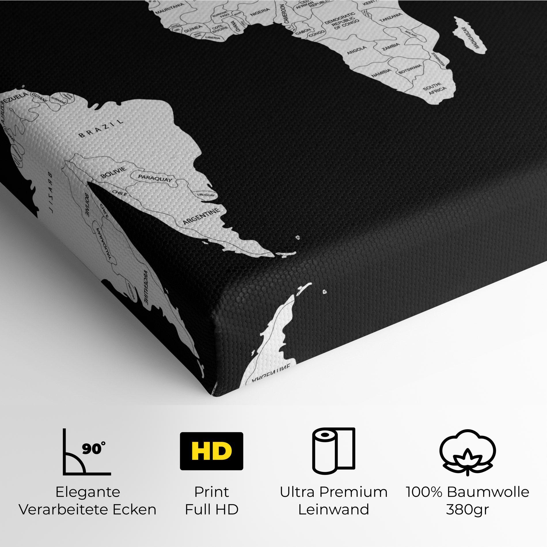 Leinwandbild White World Map mockup 4