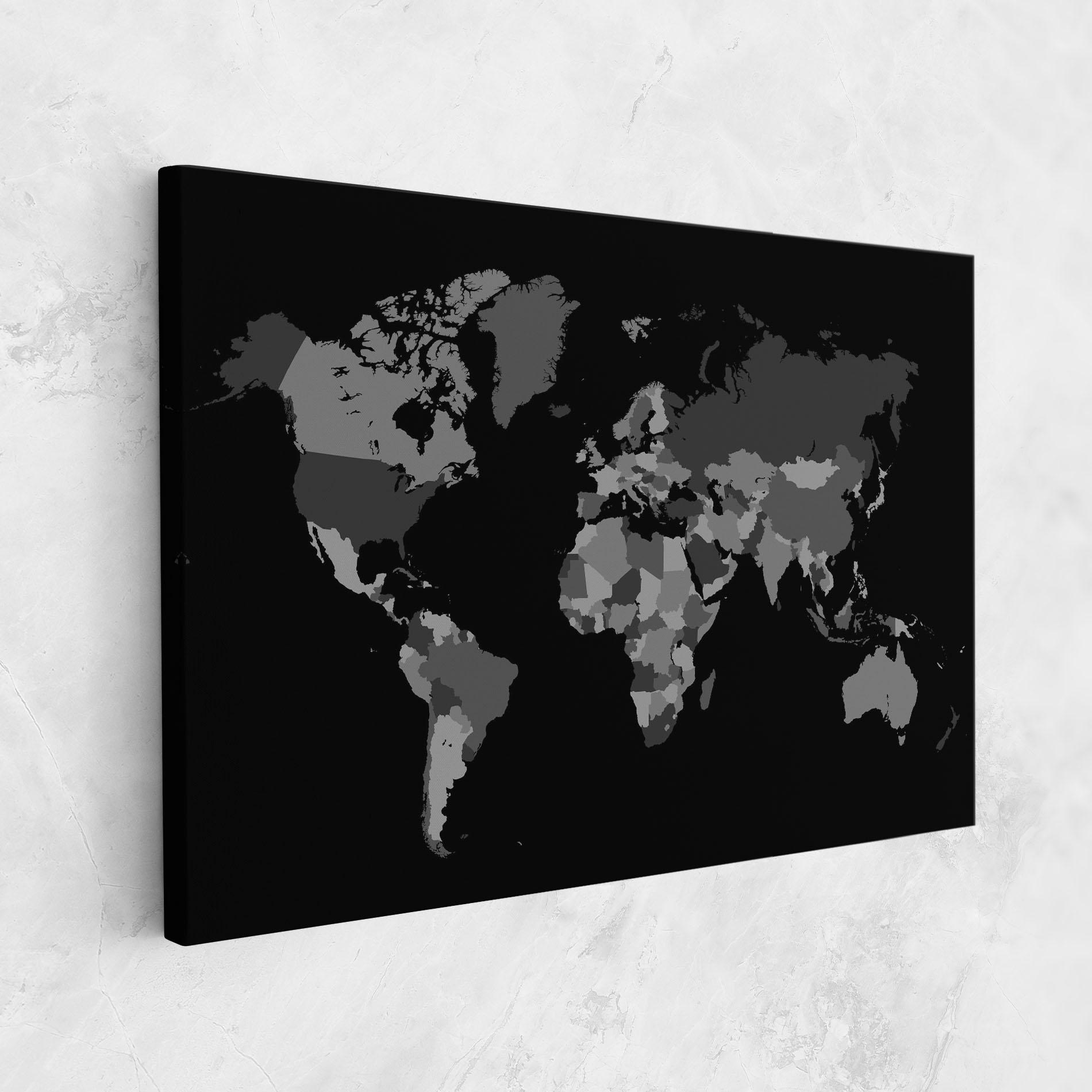 Leinwandbild Grey Map World mockup 1