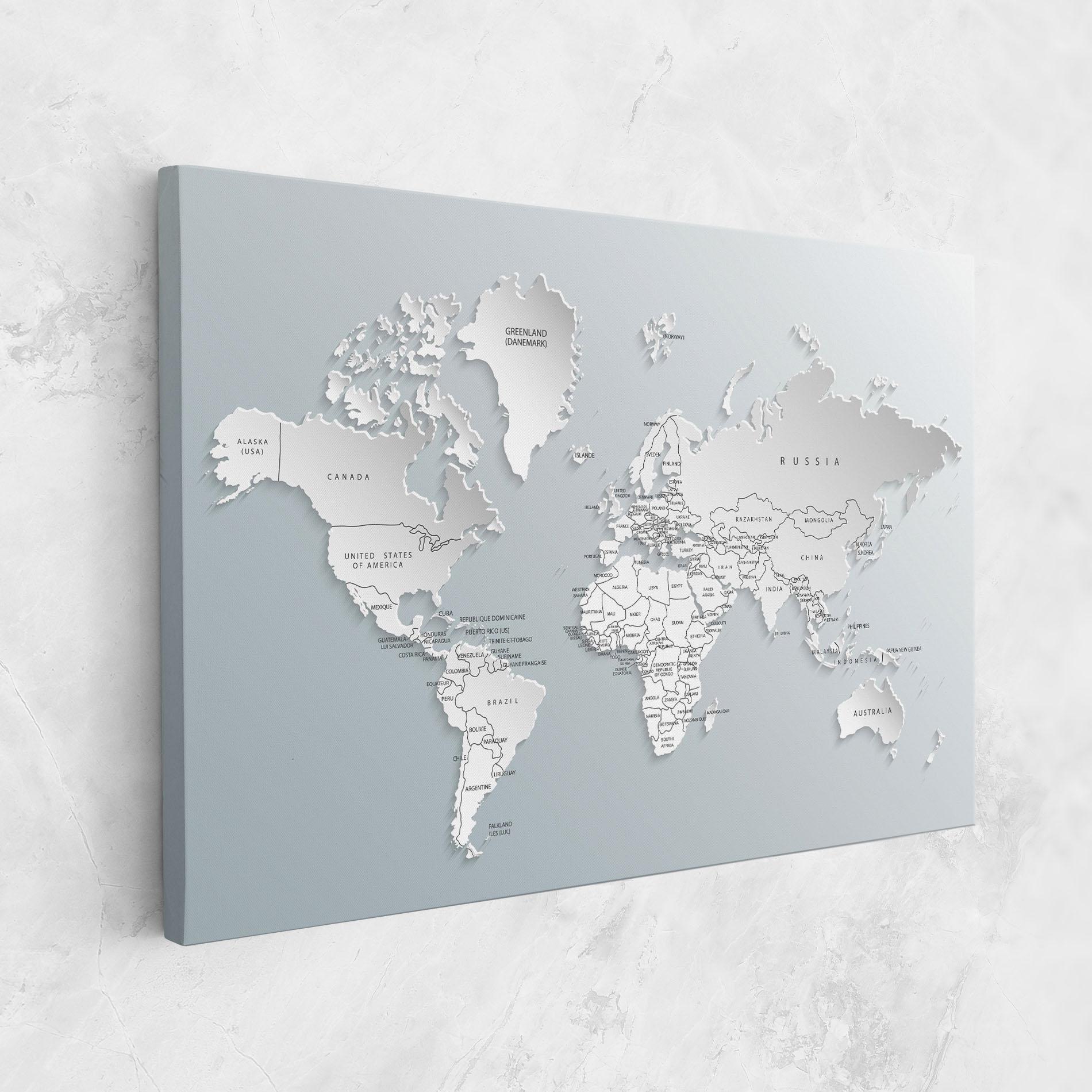 Leinwandbild Grey White Map mockup 1
