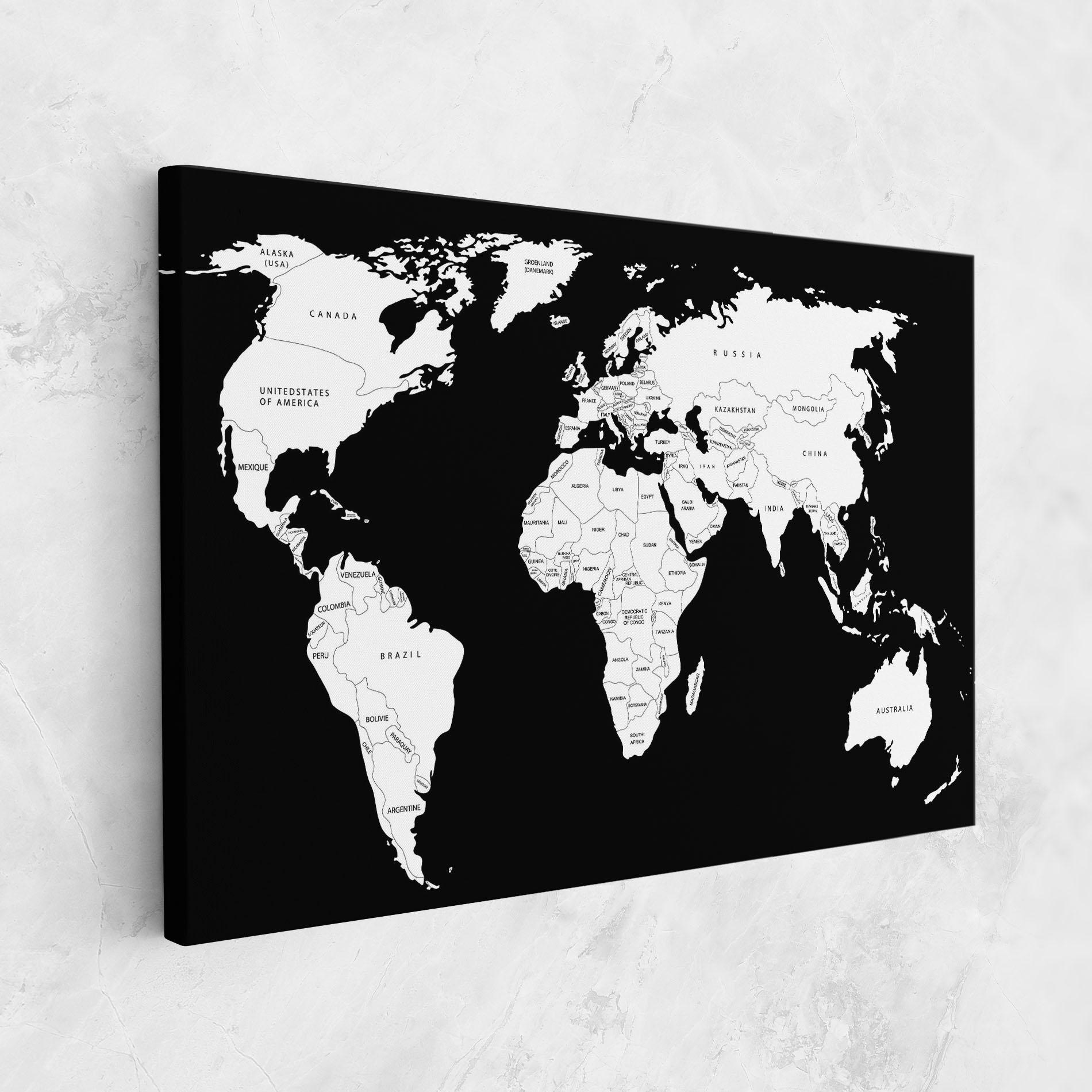 Leinwandbild White World Map mockup 1