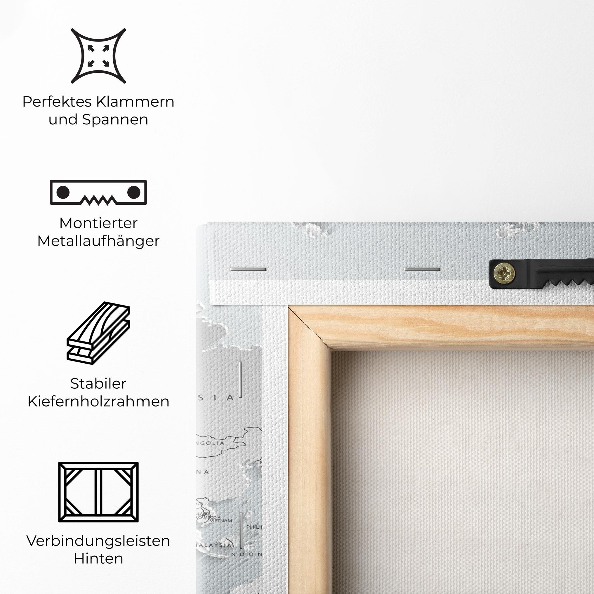 Leinwandbild Grey White Map mockup 5