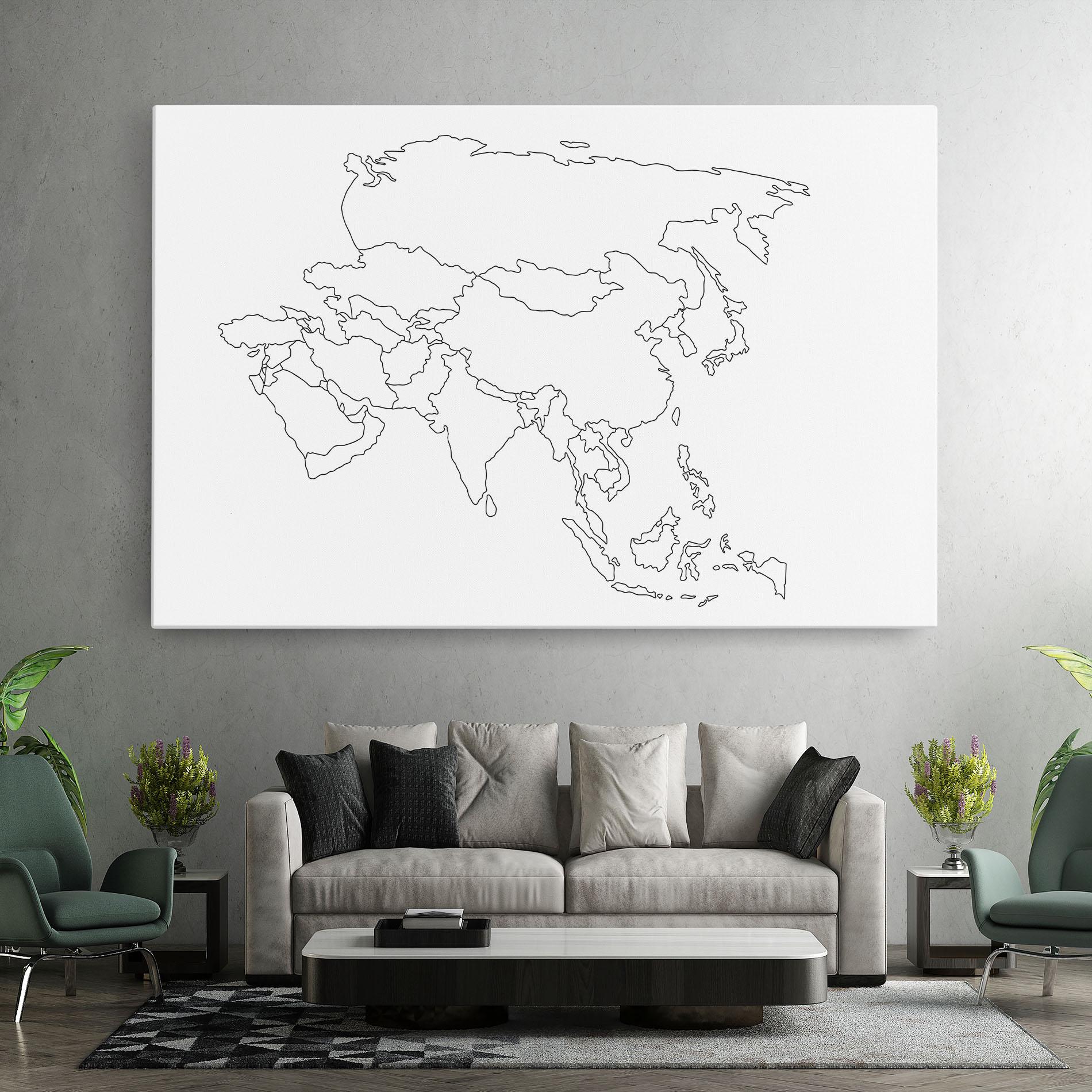 Leinwandbild Asia Map Line mockup 7
